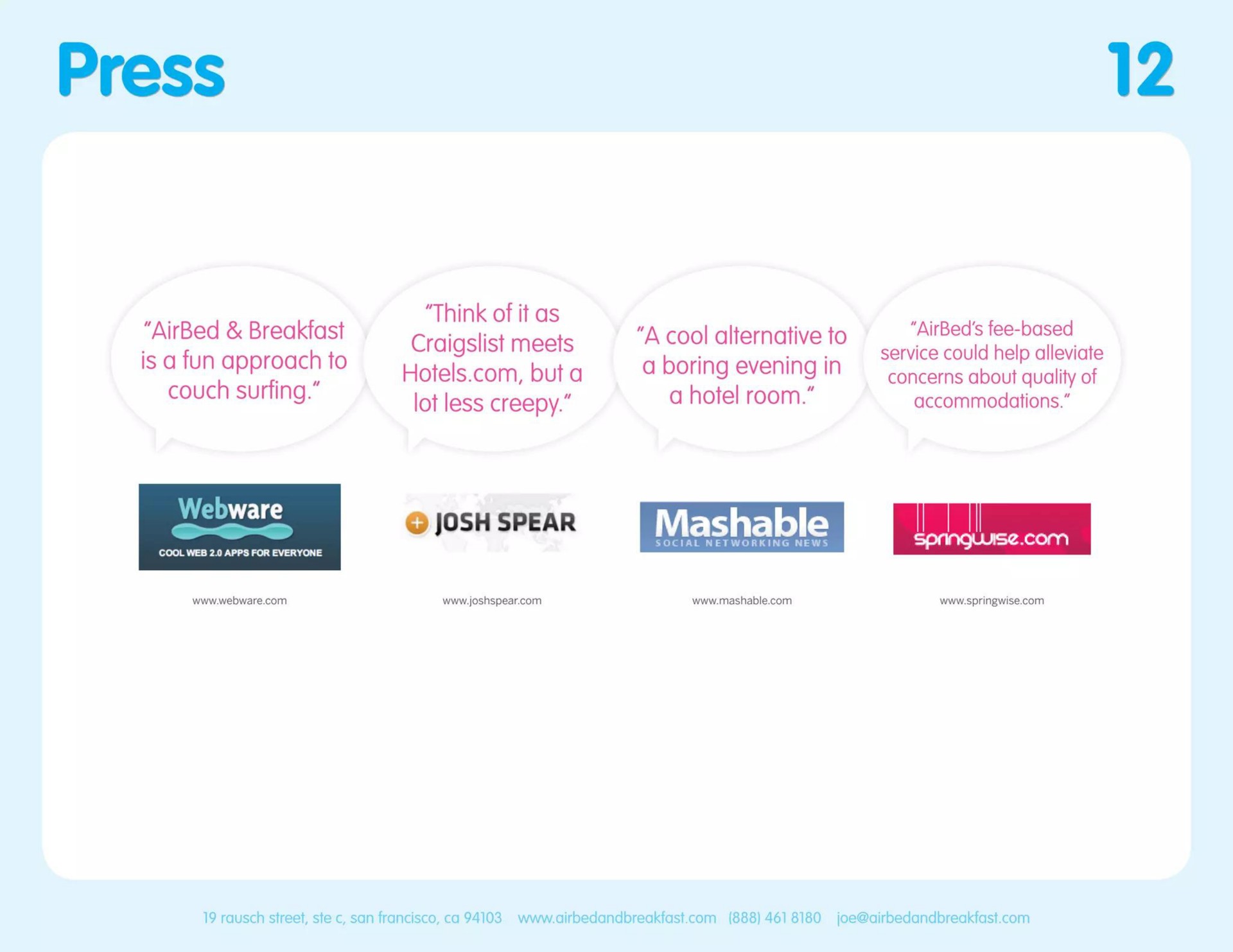Quote slide 12 from Airbnb — Welcome