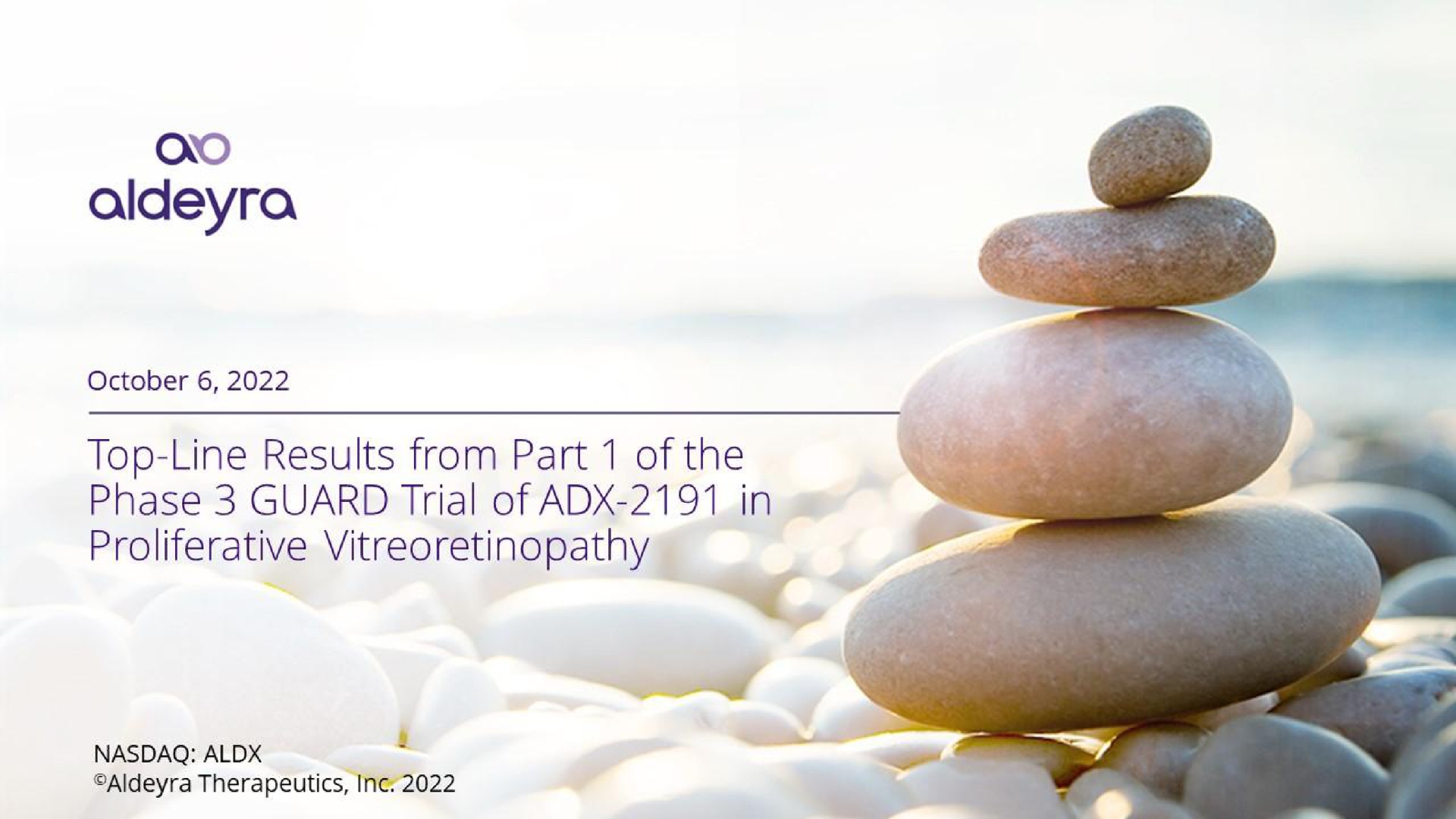 Aldeyra Therapeutics — Top-Line Results from Part 1 of the Phase 3 GUARD Trial of ADX-2191 in Proliferative Vitreoretinopathy investment banking deck slide