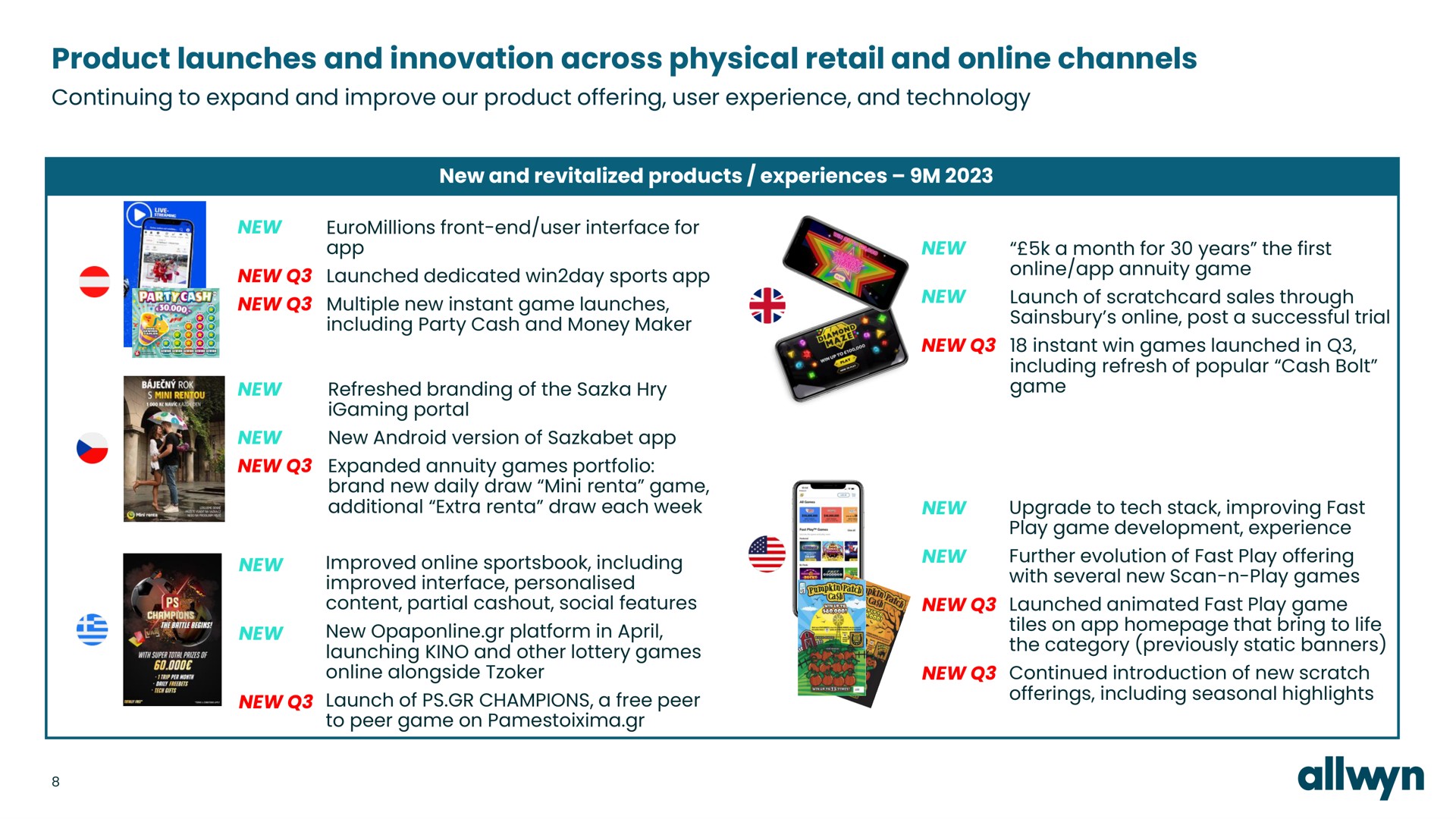 Table slide 8 from Allwyn — Allwyn International a.s. Q3 2023 Results
