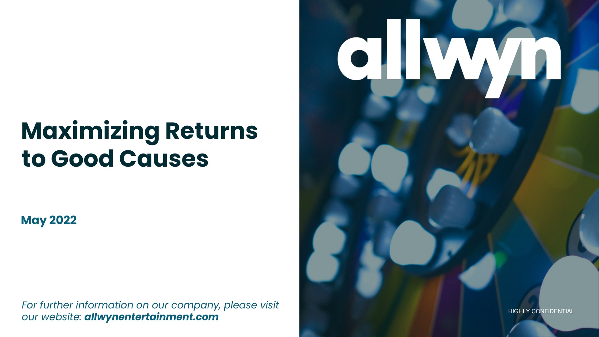 Allwyn — Maximizing Returns to Good Causes investment banking deck slide