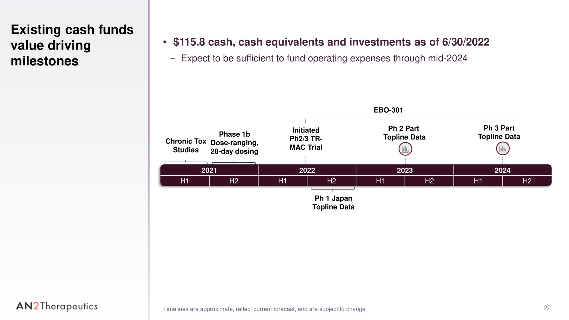 Timeline slide 22 from An2 Therapeutics — Cover Slide