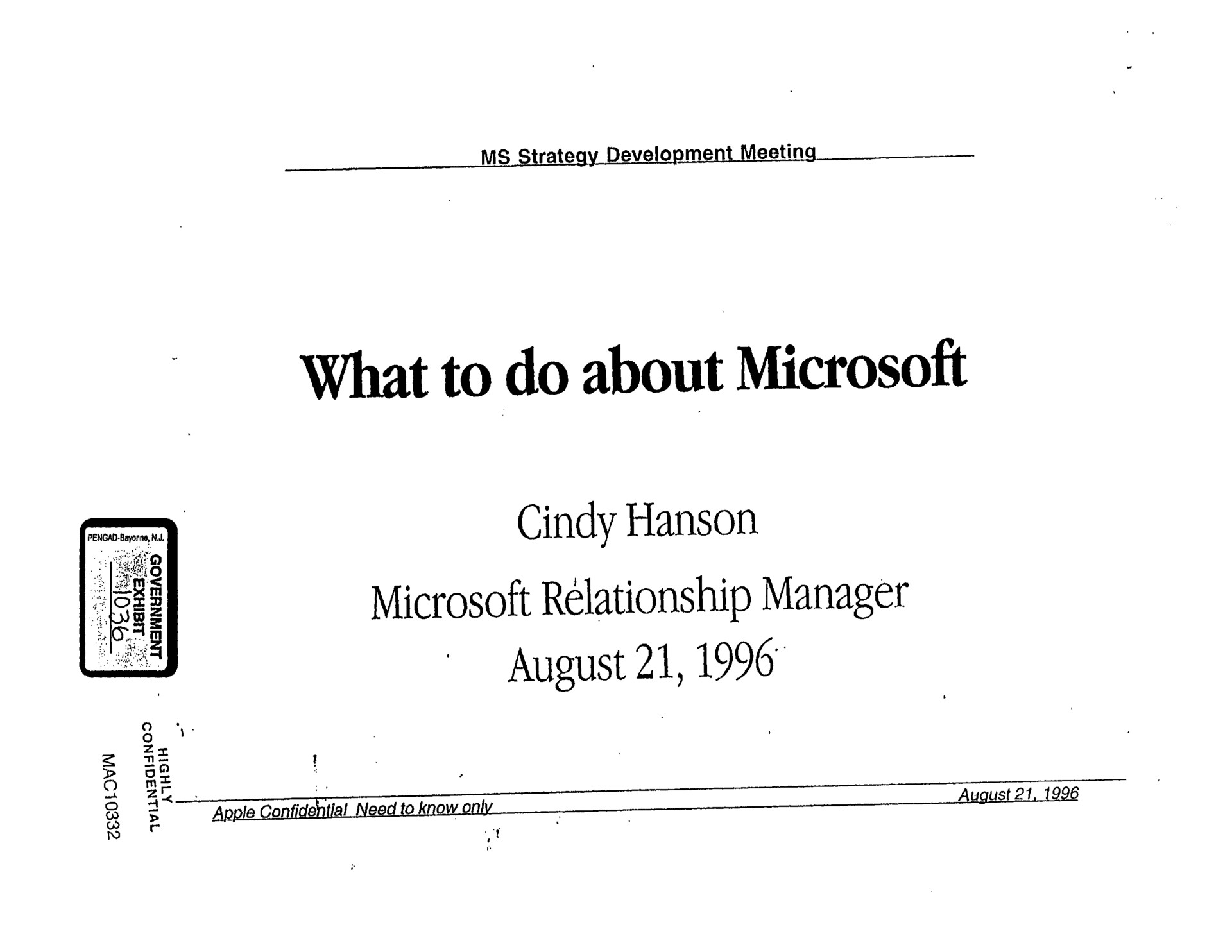 Apple — What to do about Microsoft investment banking deck slide