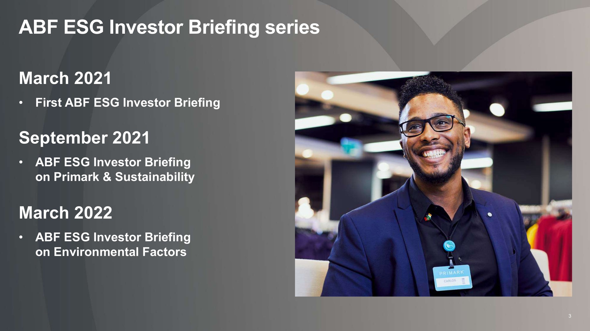 Timeline slide 3 from Associated British Foods — ABF ESG Investor Briefing: Primark & Sustainability