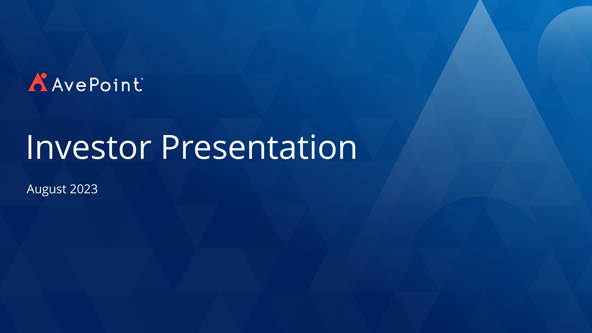 Avepoint — Investor Presentation investment banking deck slide