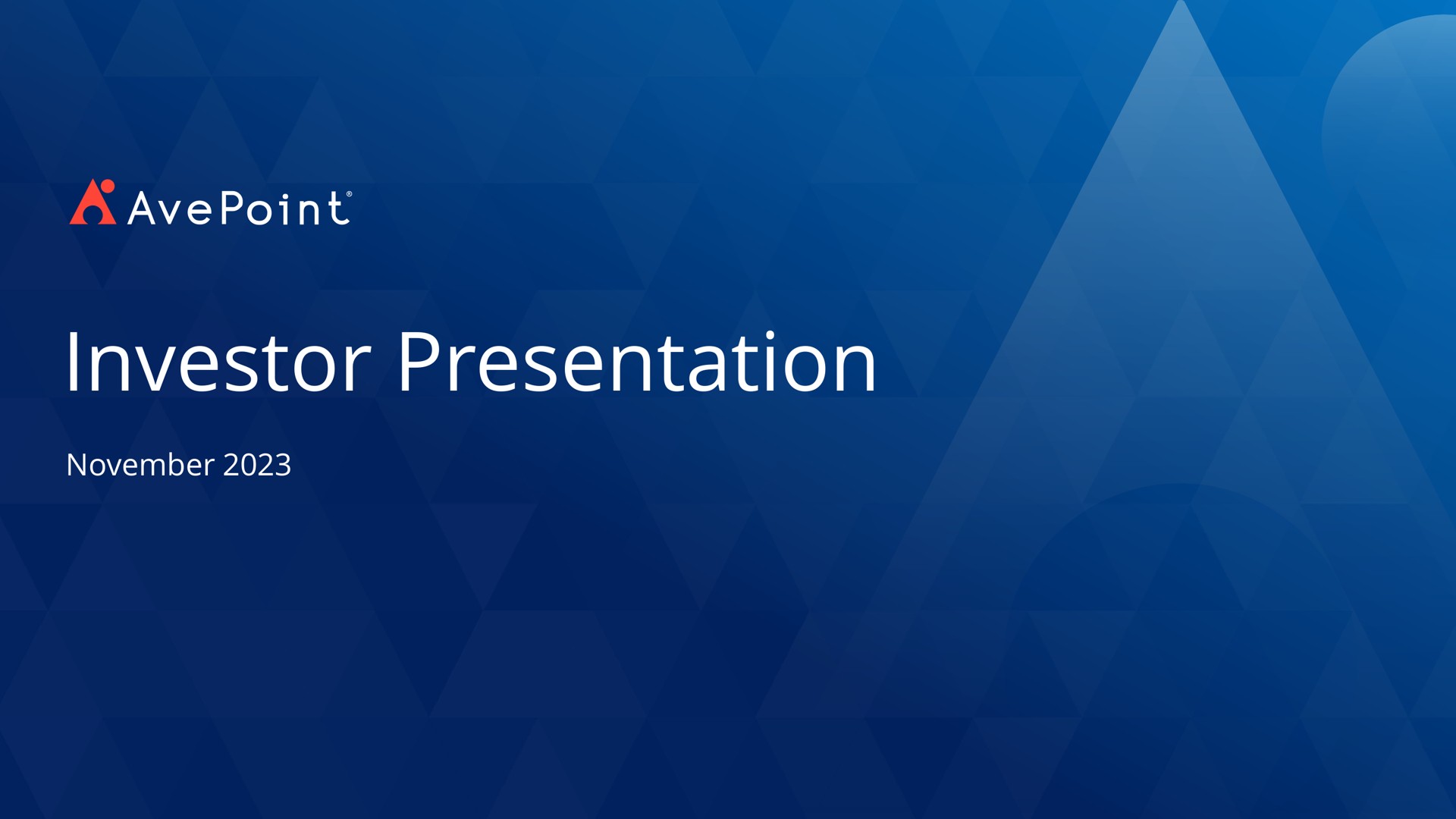 Avepoint — Investor Presentation investment banking deck slide