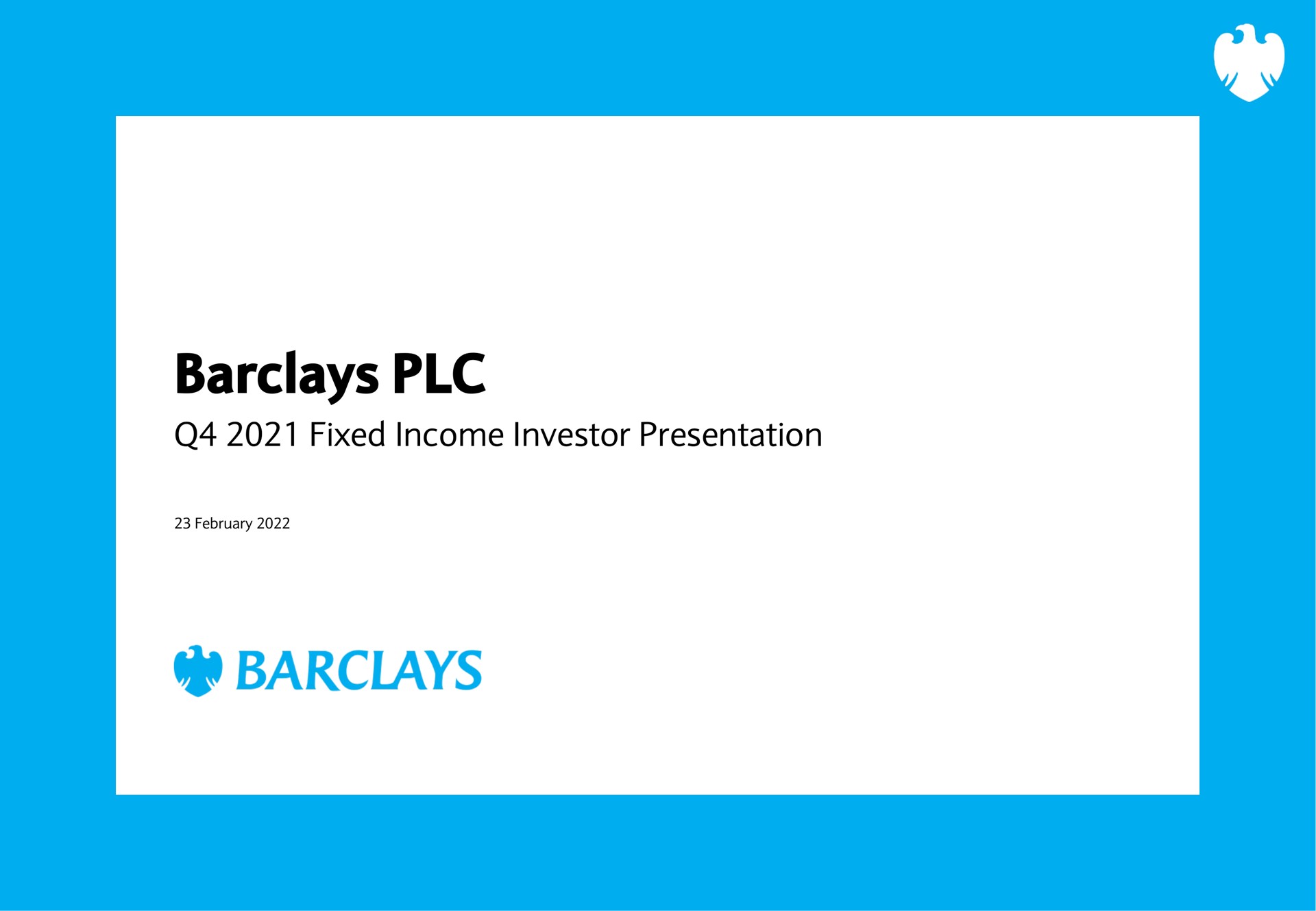 Barclays — Barclays PLC investment banking deck slide