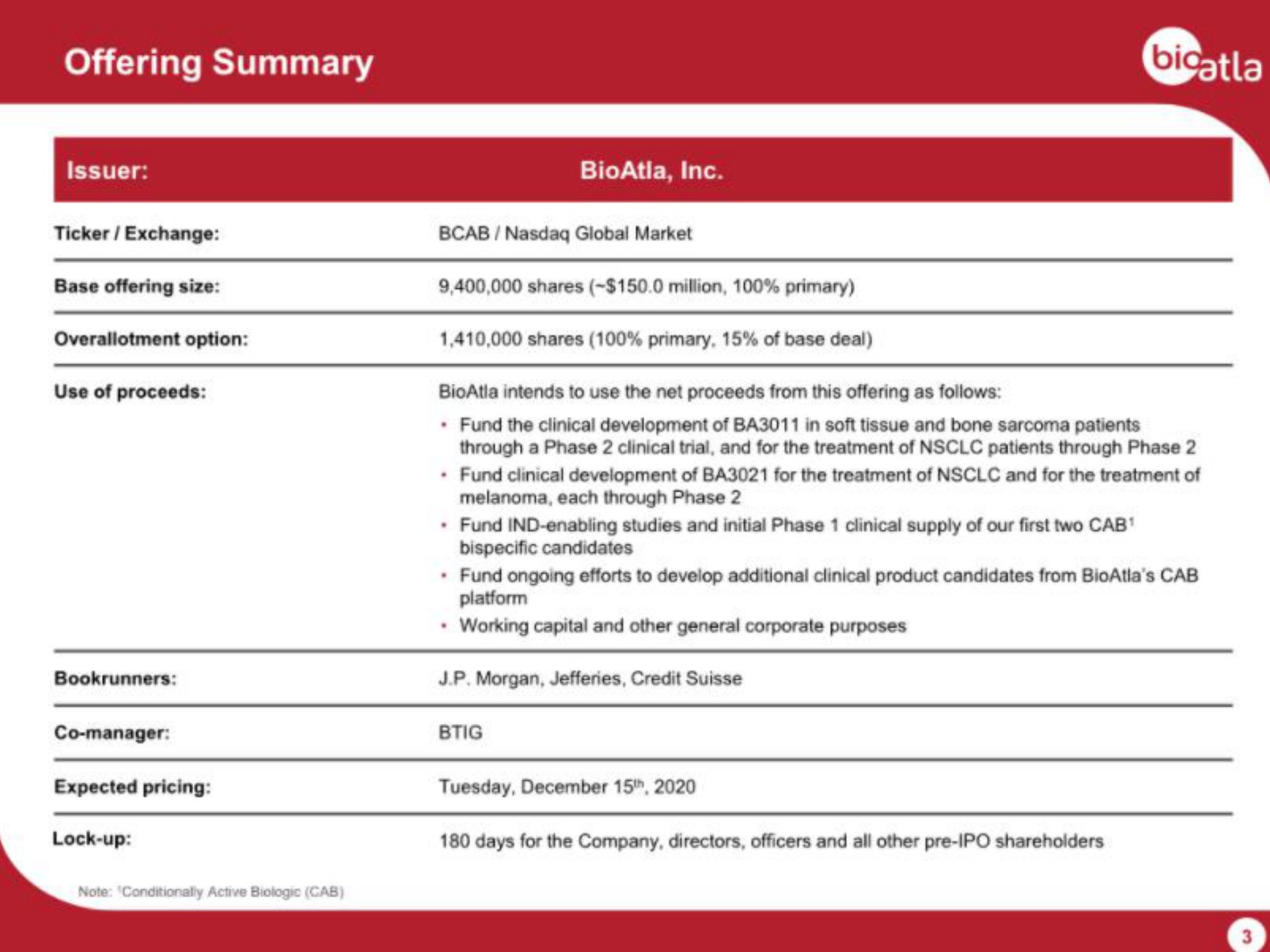 Table slide 3 from Bioatla — cover slide
