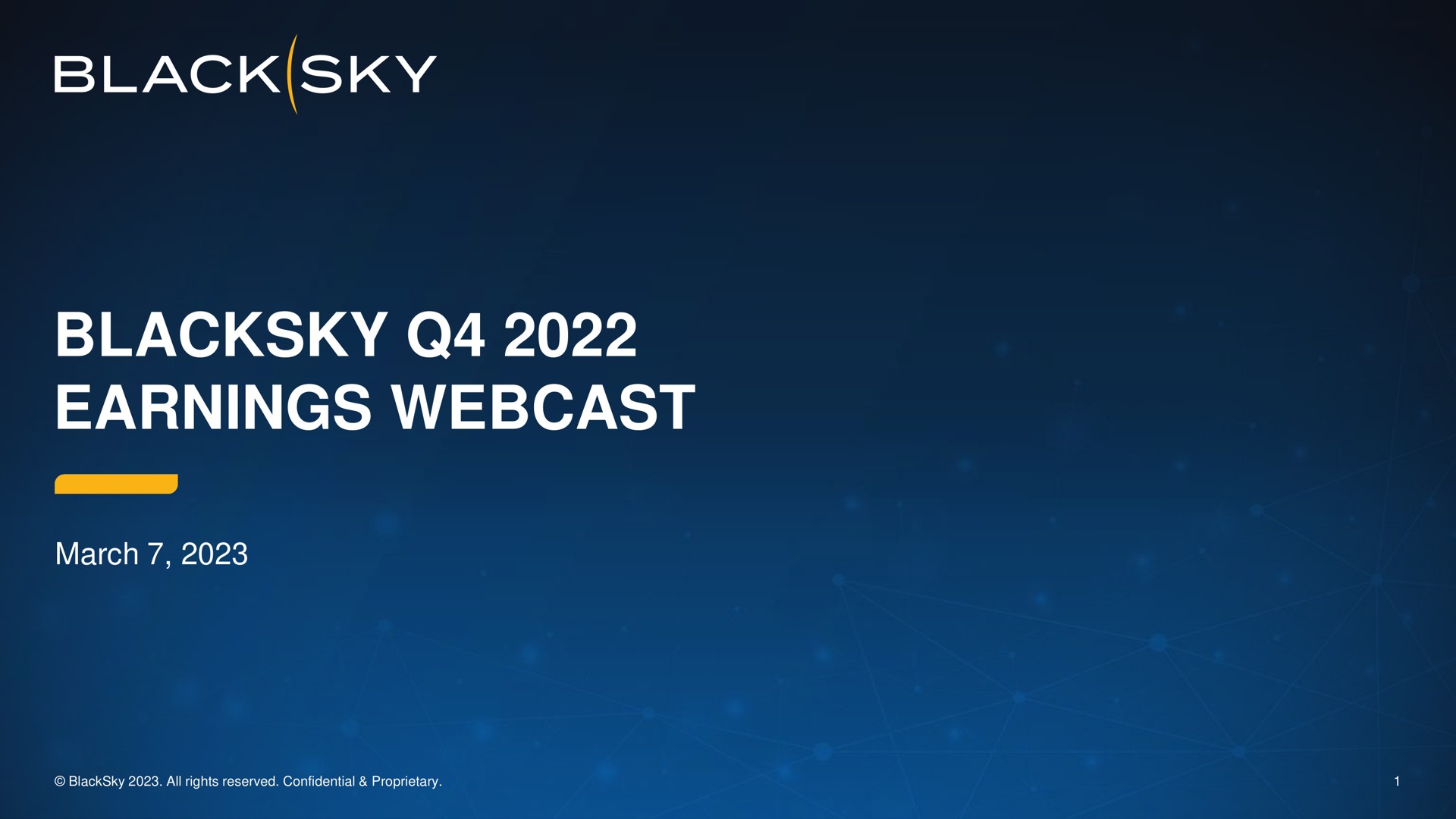 Blacksky — Blacksky Q4 2022 Earnings Webcast investment banking deck slide