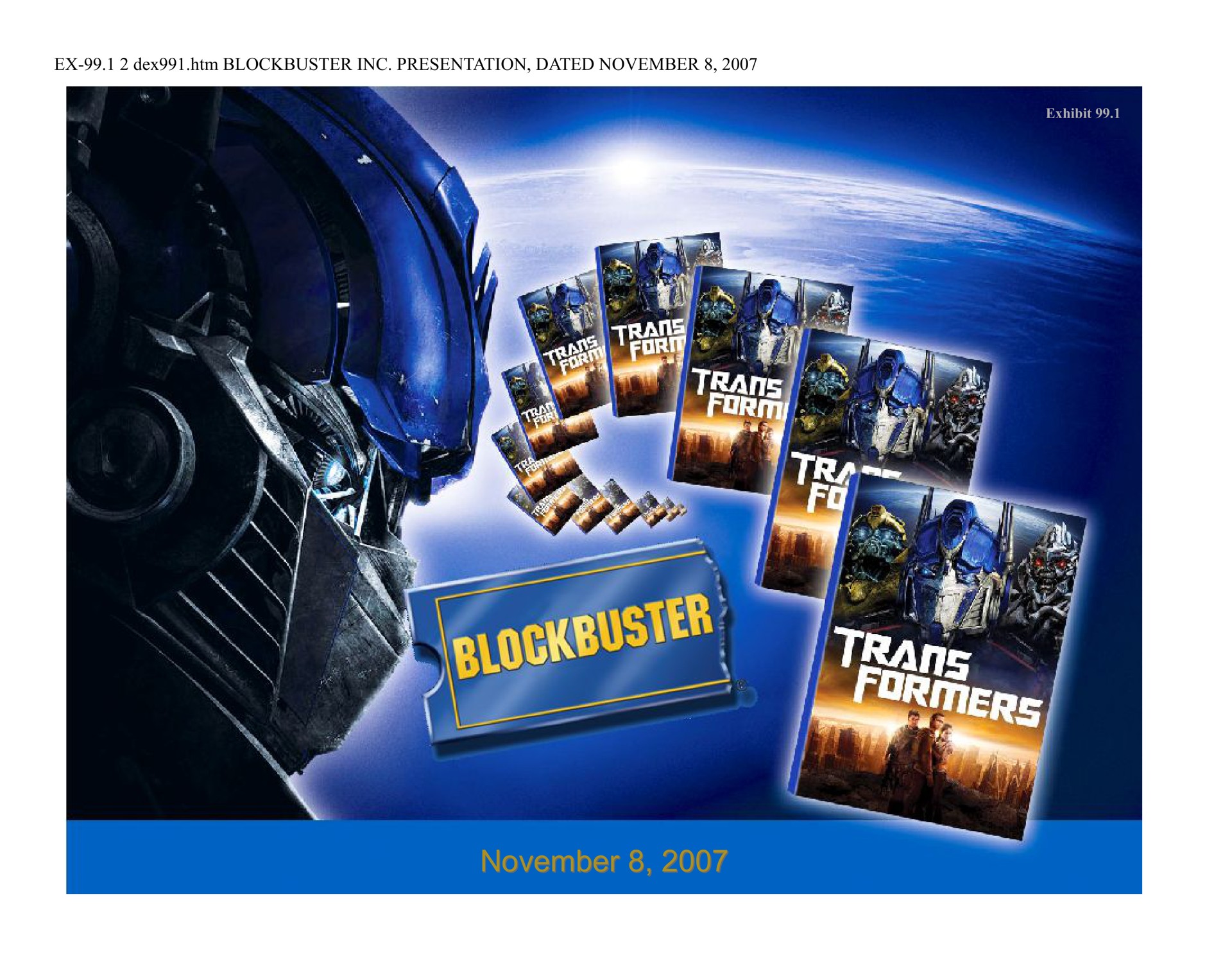Blockbuster Video — Cover Slide investment banking deck slide