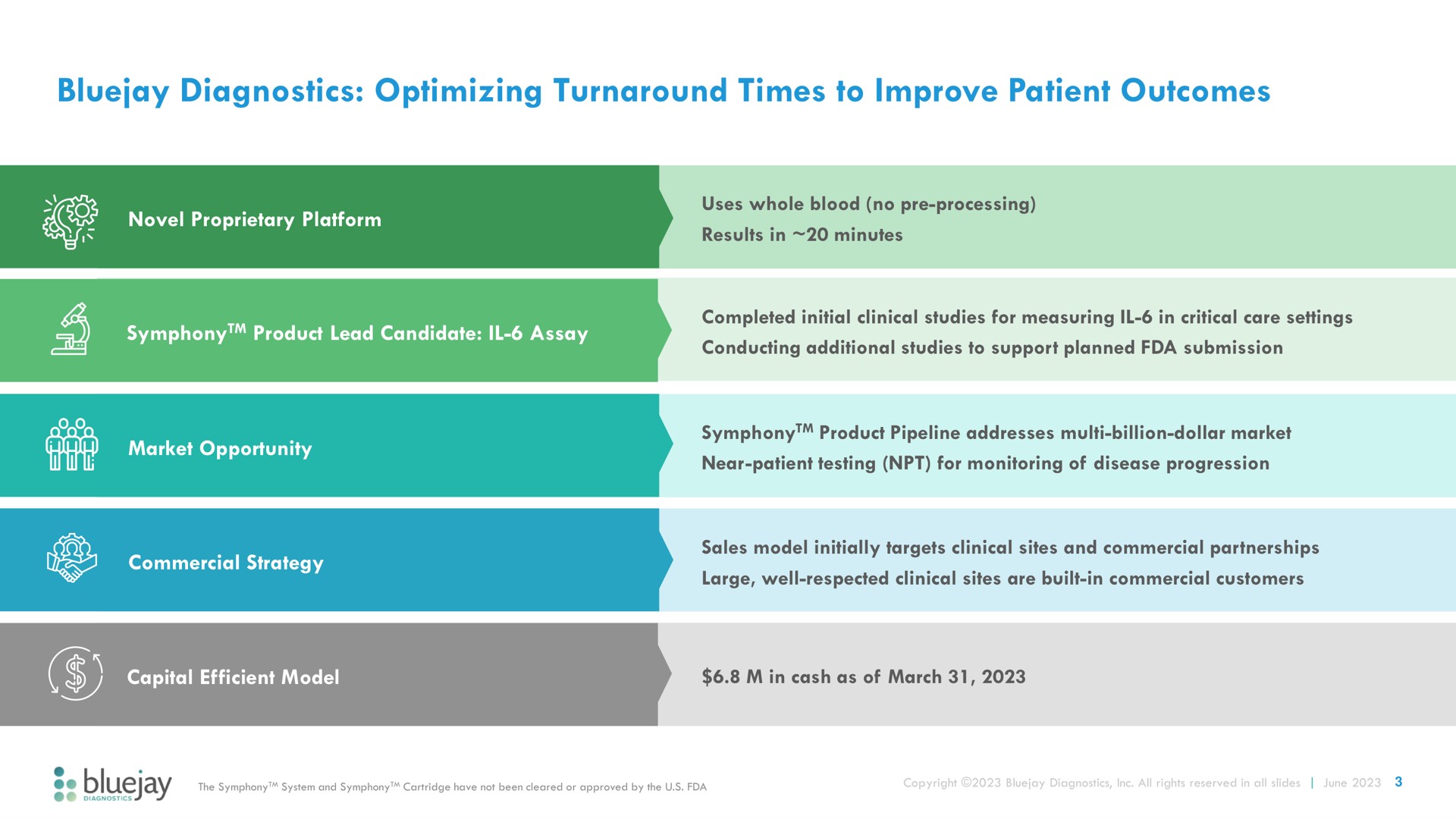 Table slide 3 from Bluejay — Improving Patient Outcomes In Critical Care Settings