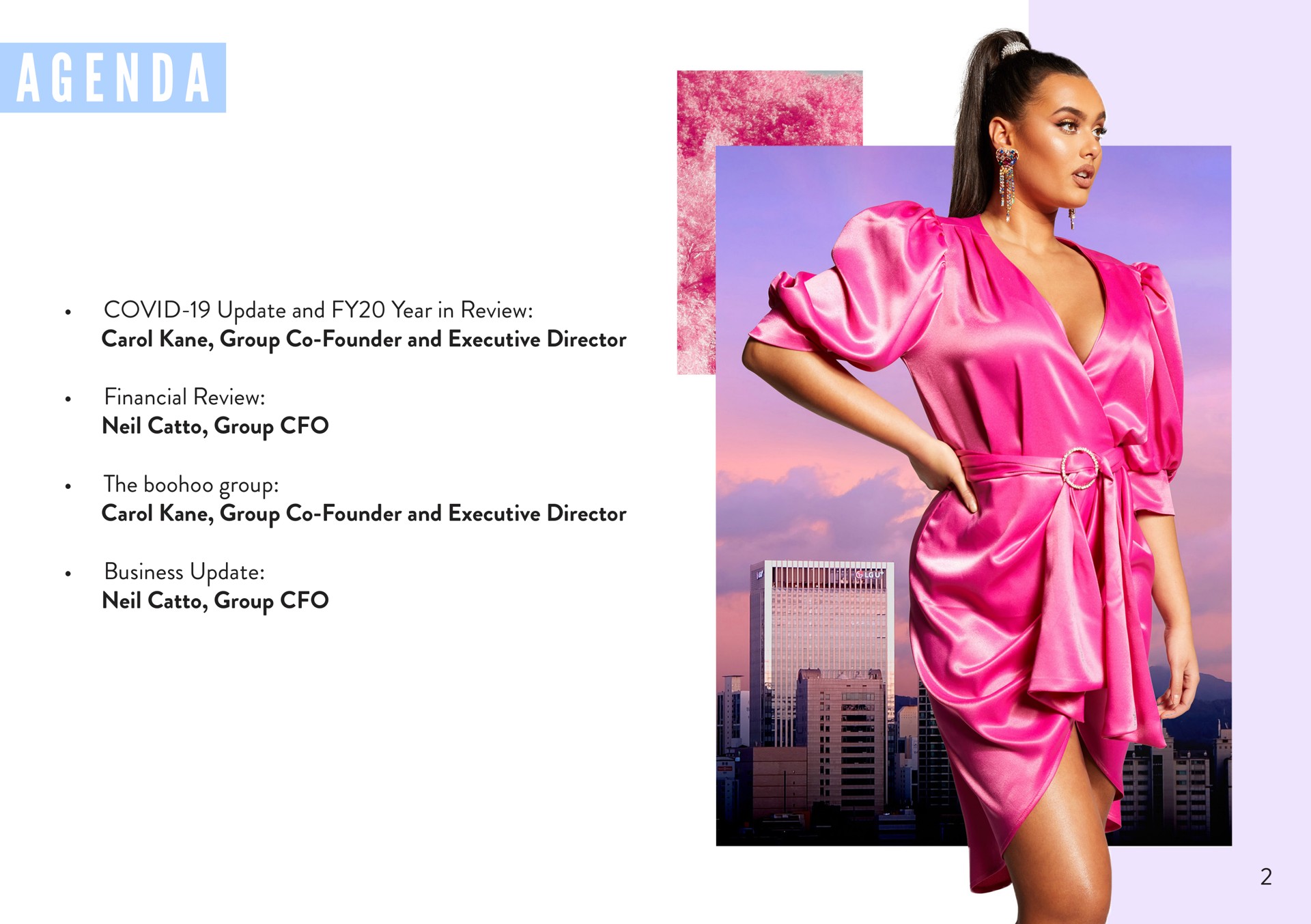 Boohoo — Agenda investment banking deck slide