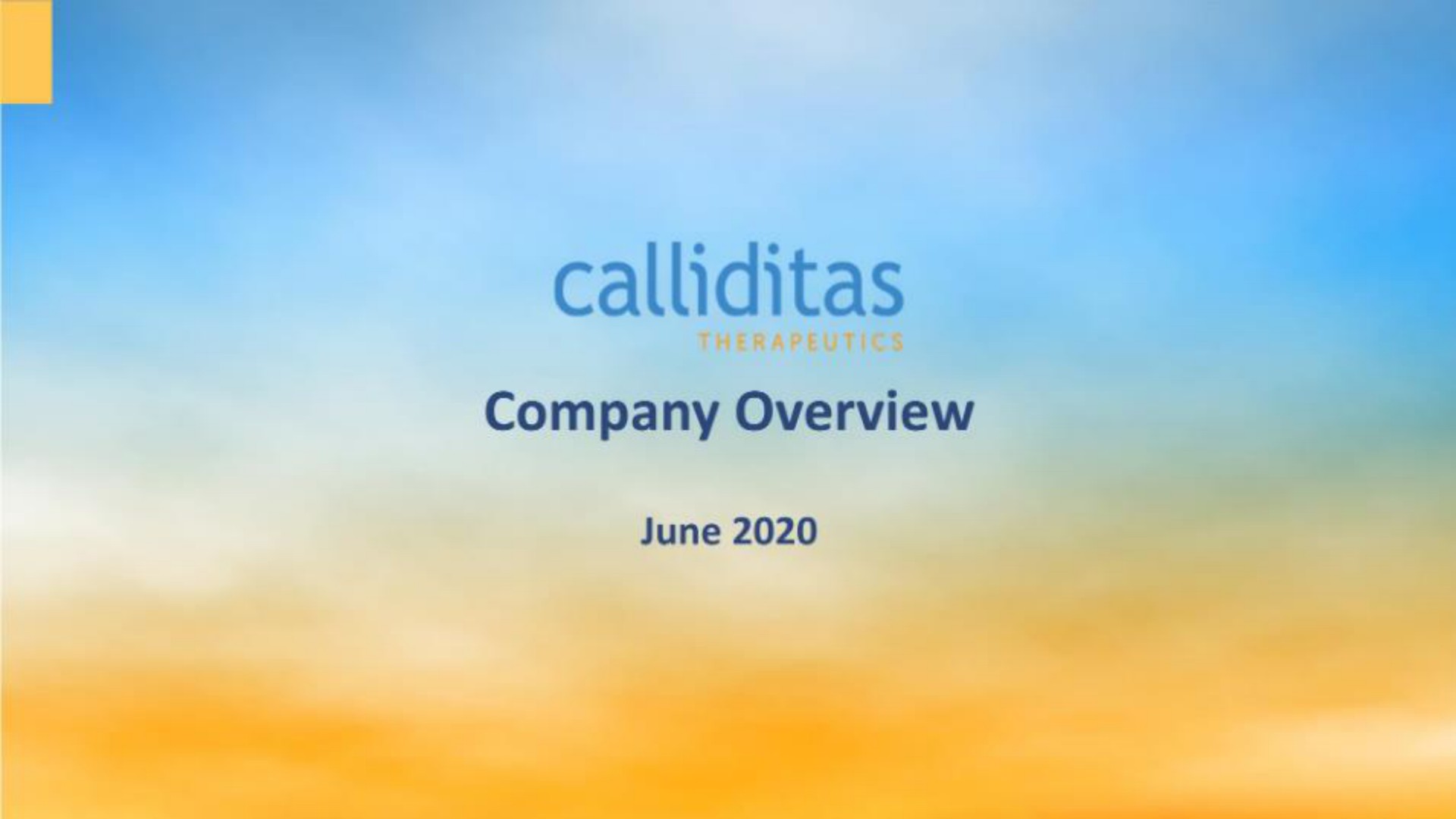 Calliditas Therapeutics — Company Overview investment banking deck slide
