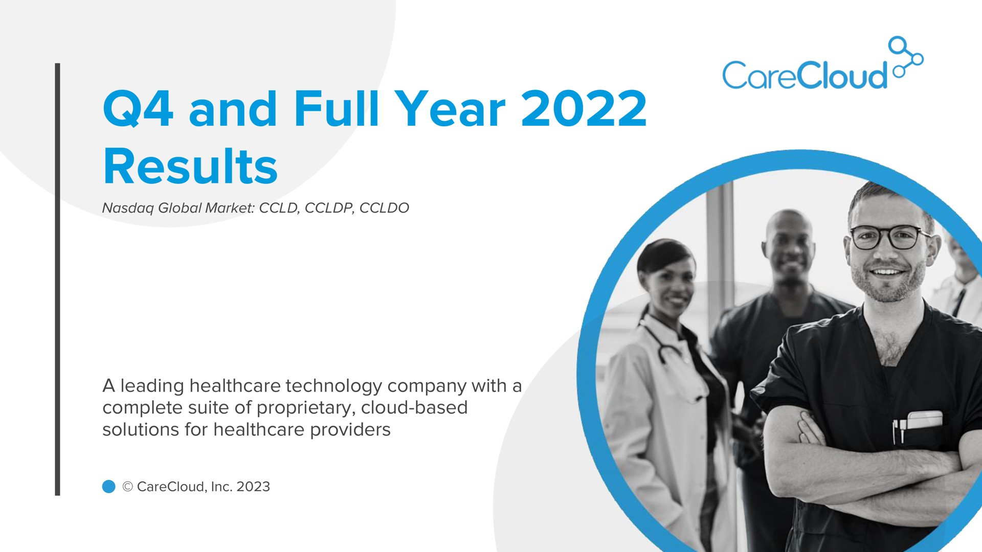 Carecloud — Q4 and Full Year 2022 Results investment banking deck slide