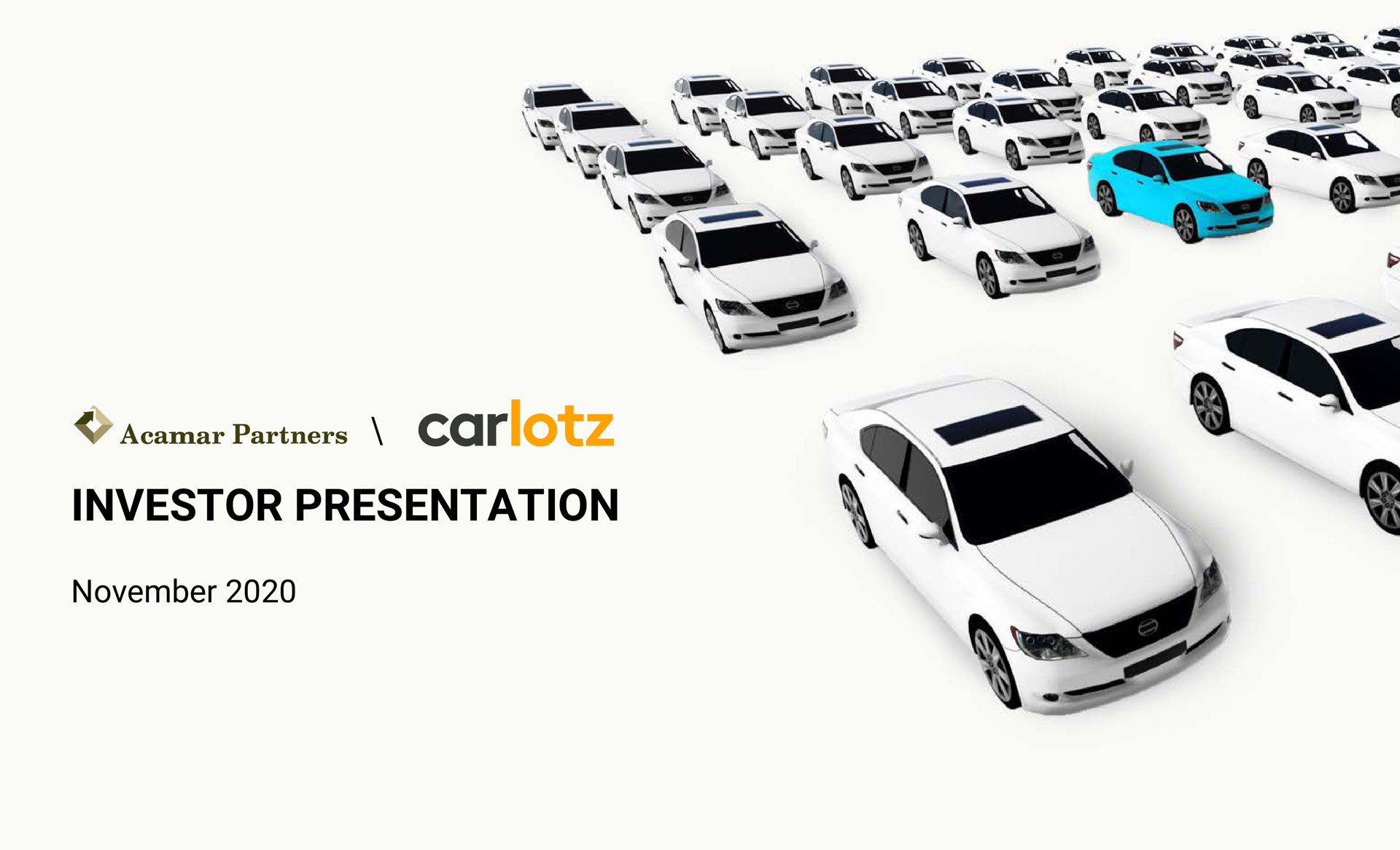 Carlotz — Cover Slide investment banking deck slide