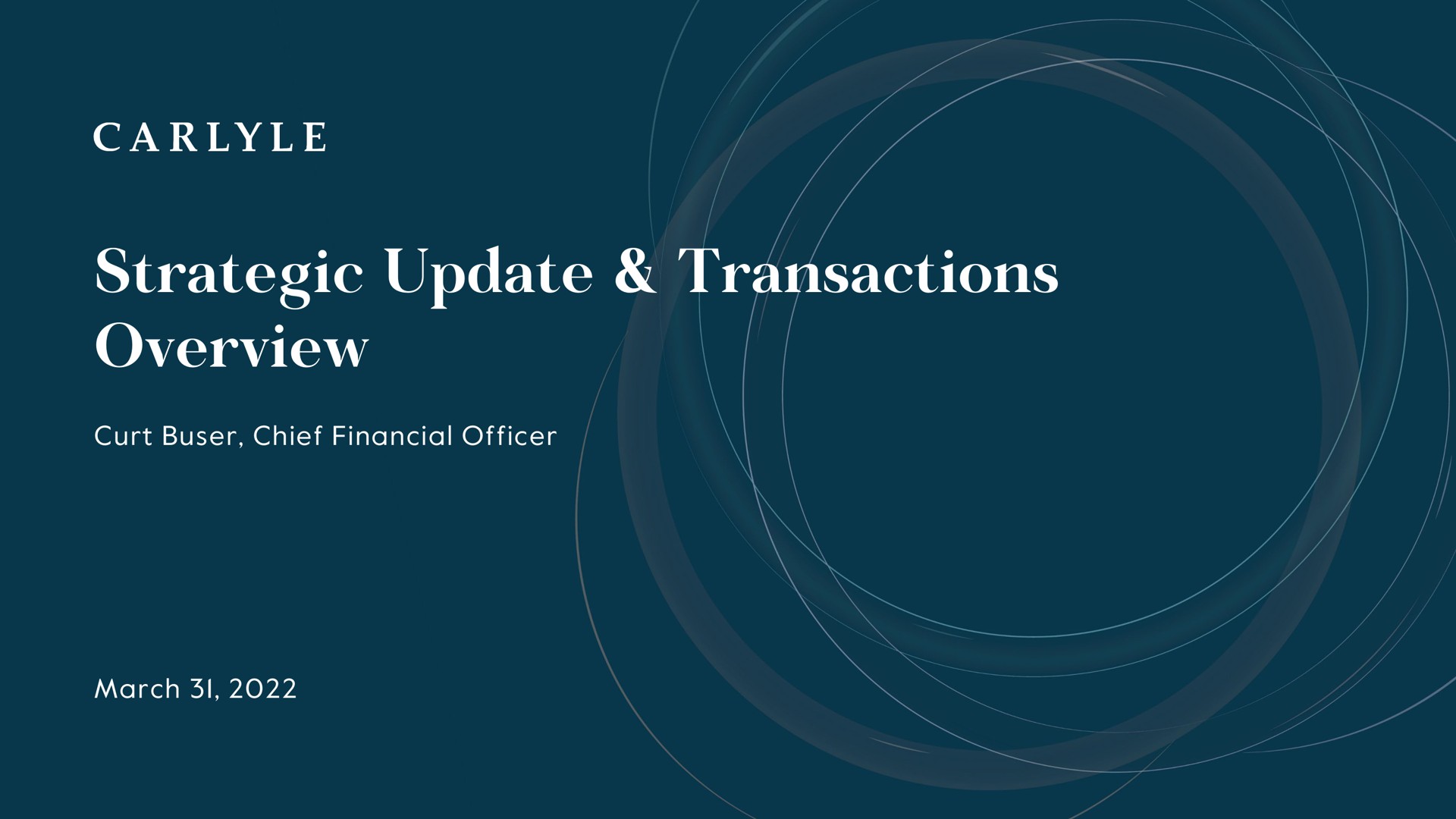 Carlyle — Strategic Update & Transactions Overview investment banking deck slide