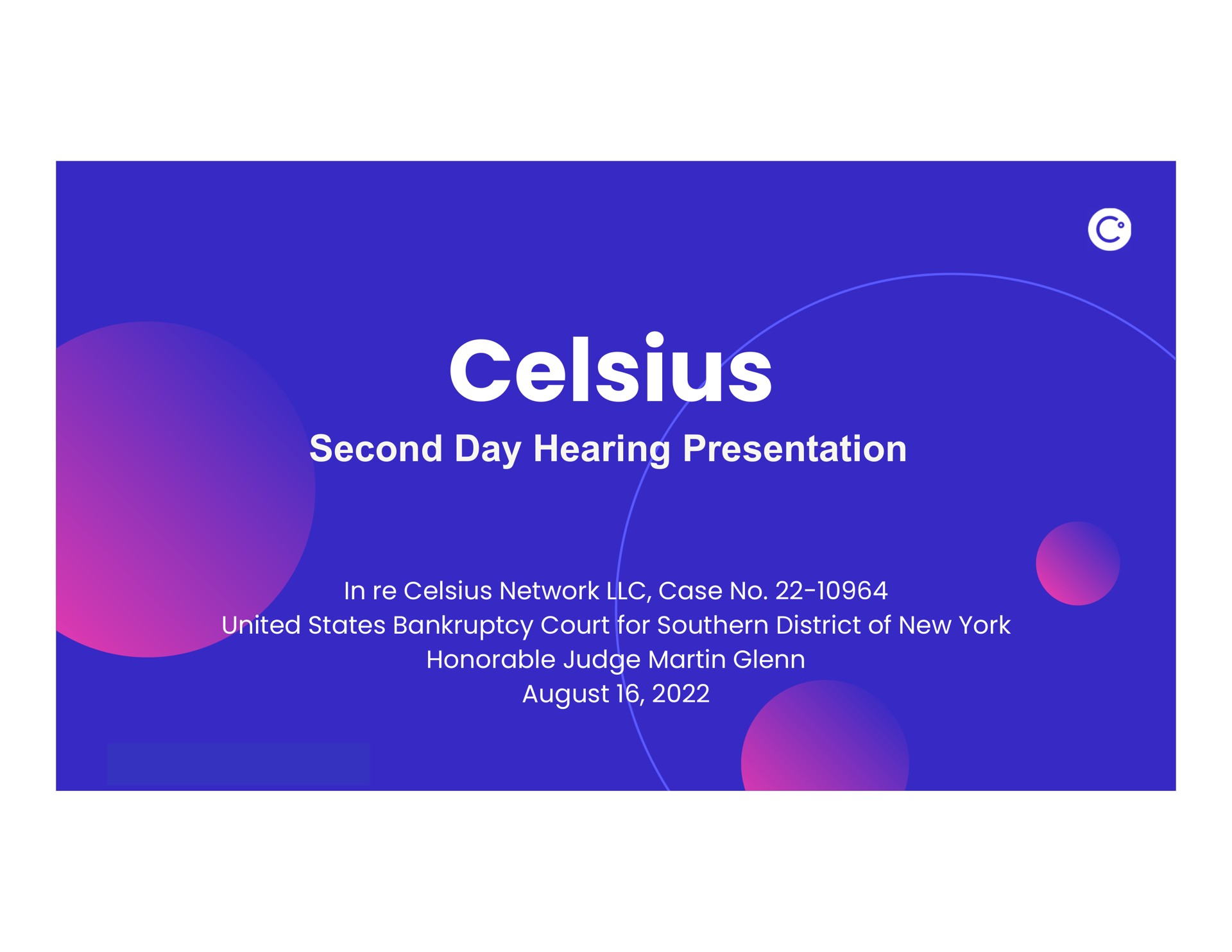 Celsius Holdings — Celsius investment banking deck slide