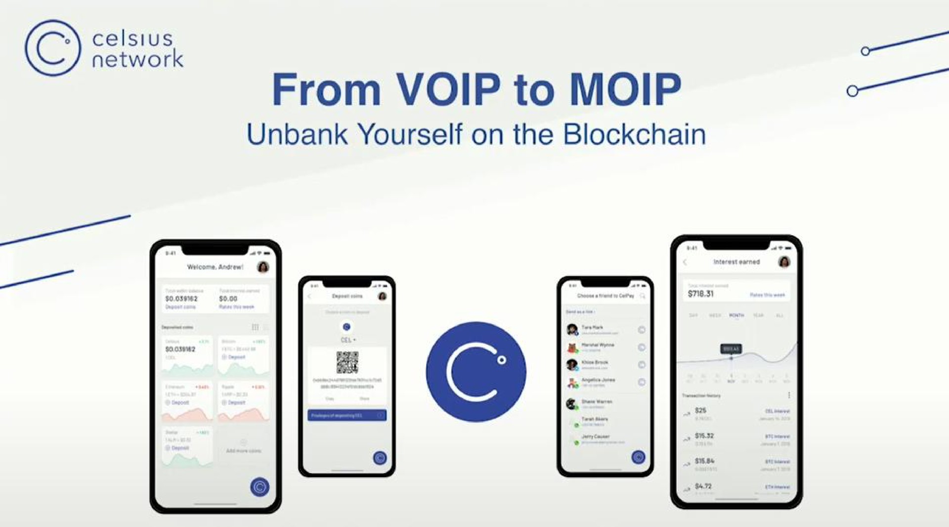 Celsius Network — From VOIP to MOIP Unbank Yourself on the Blockchain investment banking deck slide