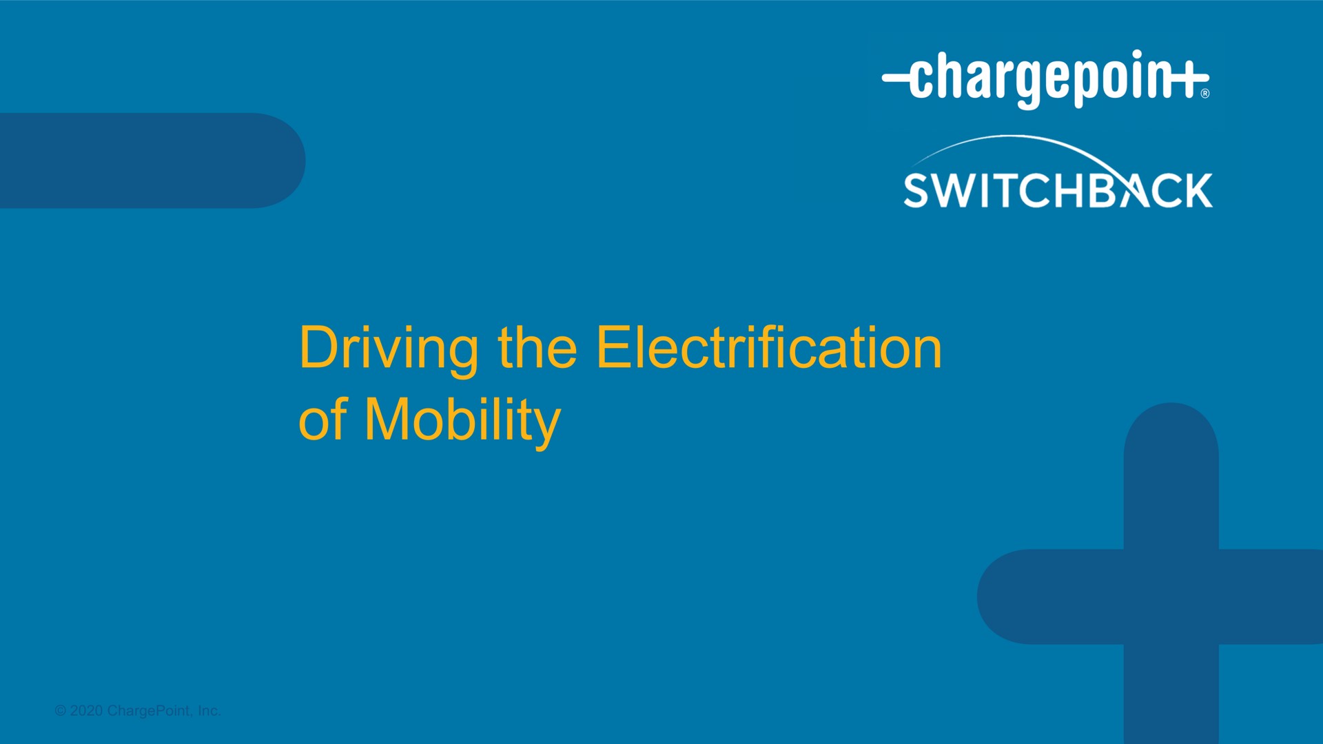 Chargepoint — Driving the Electrification of Mobility investment banking deck slide