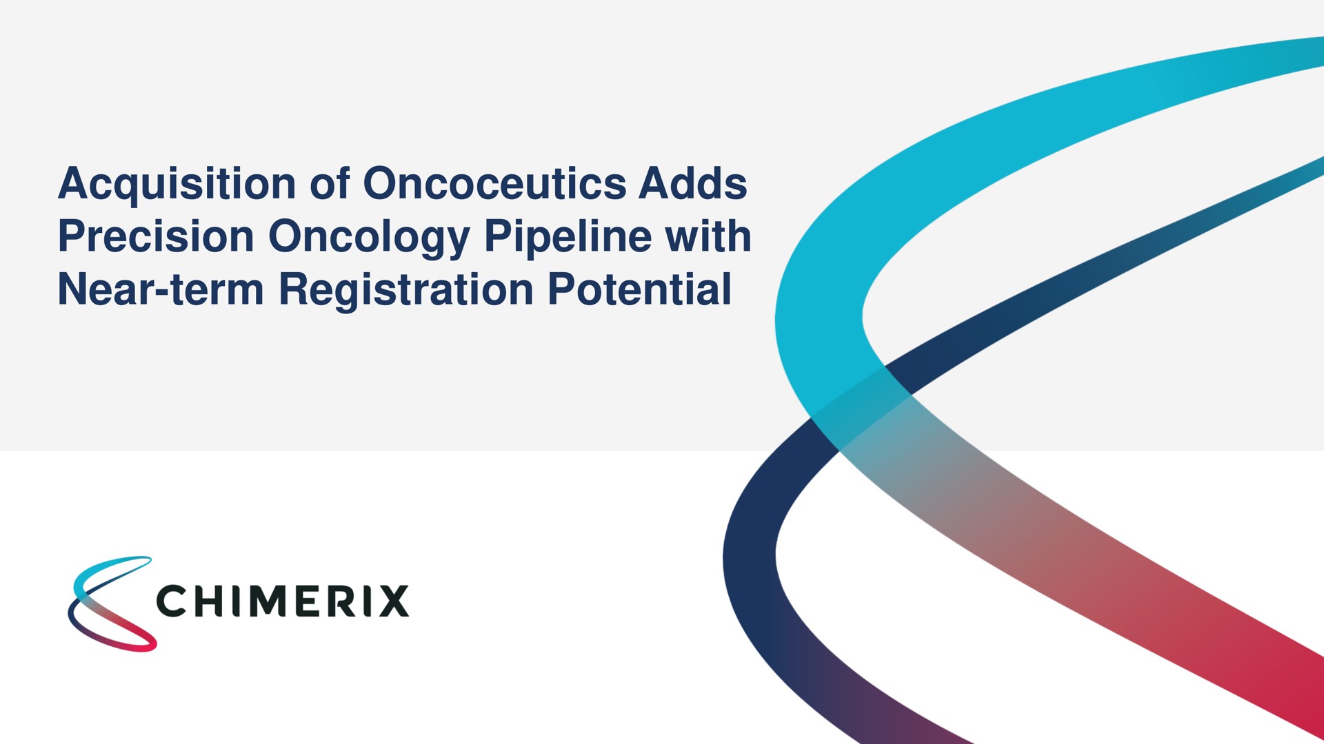Chimerix — Acquisition of Oncoceutics Adds Precision Oncology Pipeline with Near-term Registration Potential investment banking deck slide