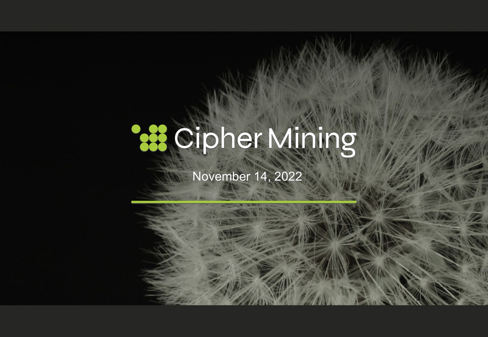Cipher Mining investment banking deck slide