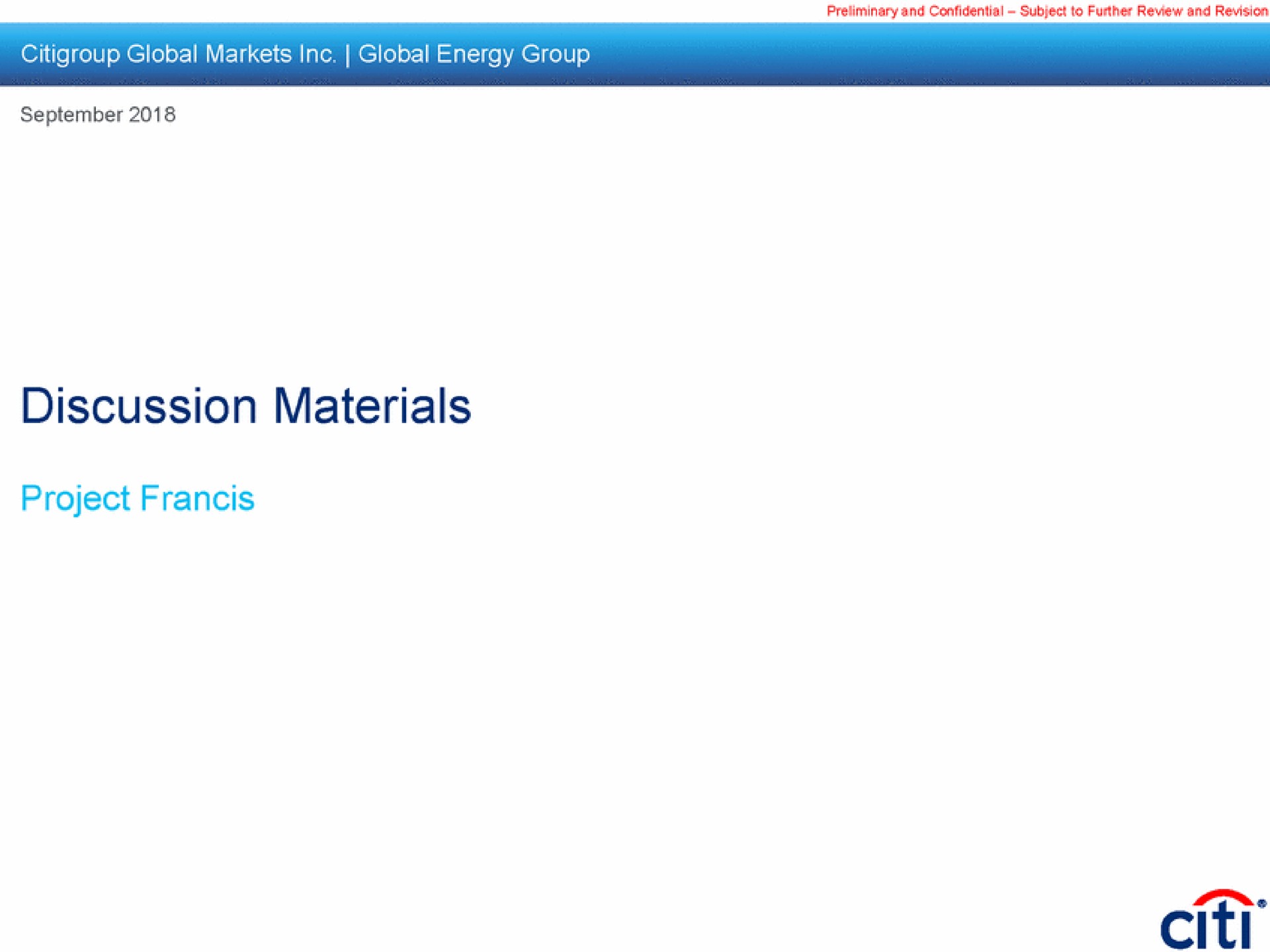 Citi — Discussion Materials investment banking deck slide