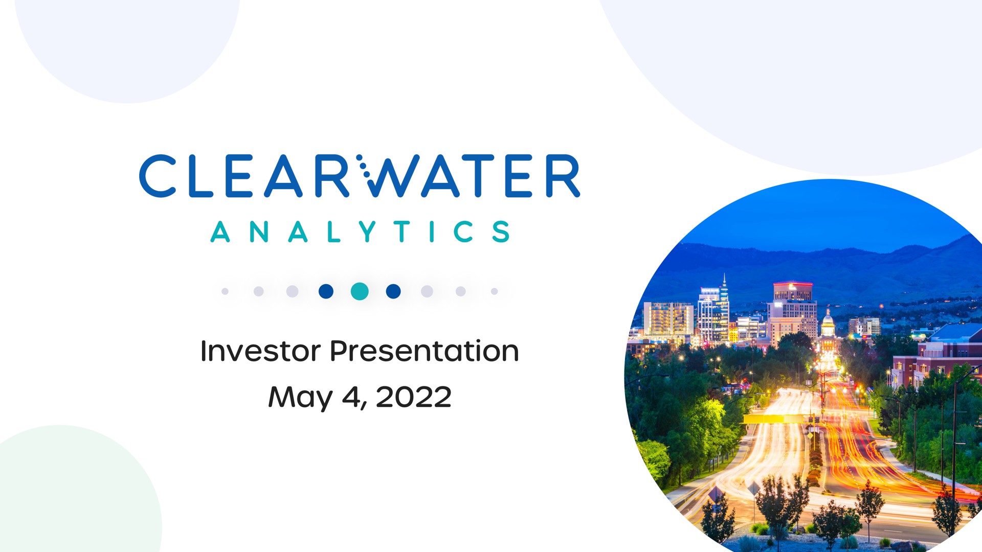 Clearwater Analytics — Cover Slide investment banking deck slide