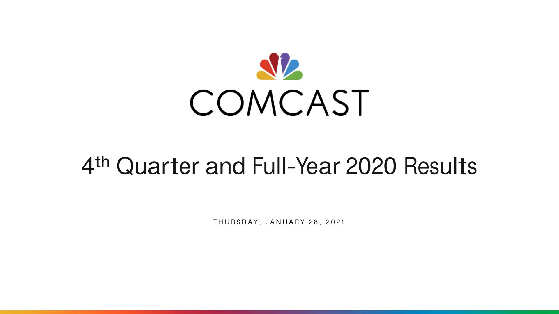 Comcast — 4th Quarter and Full-Year 2020 Results investment banking deck slide