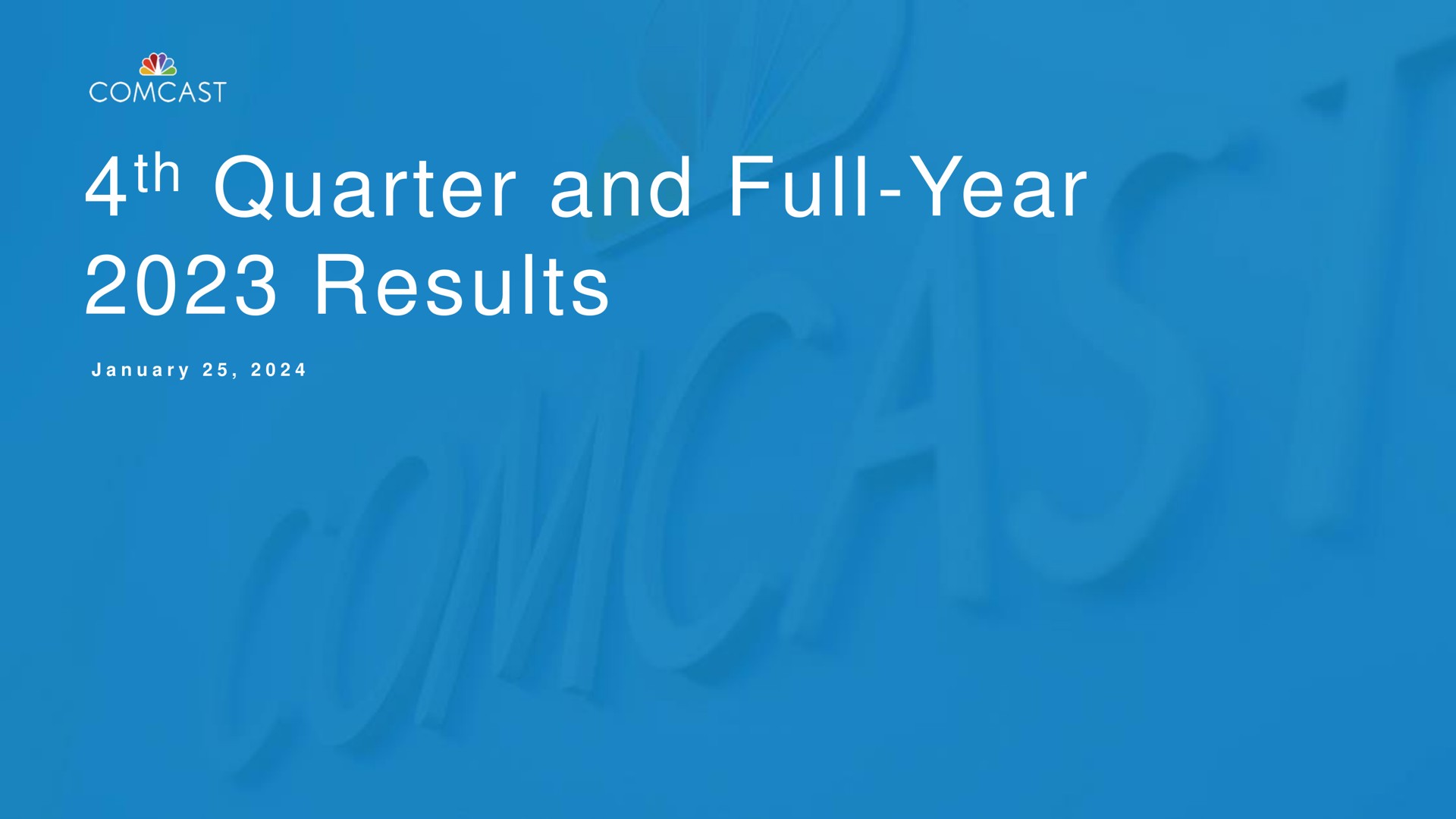 Comcast — 4th Quarter and Full-Year 2023 Results investment banking deck slide