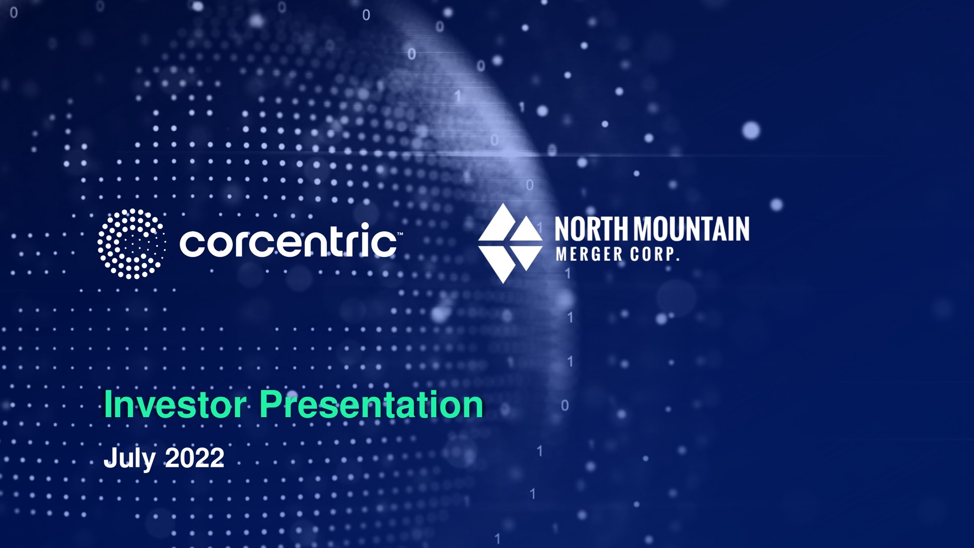 Corecentric — Cover Slide investment banking deck slide