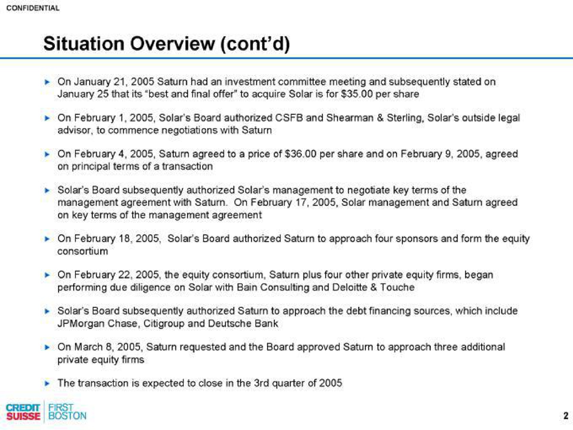 Timeline slide 3 from Credit Suisse — Project Solar