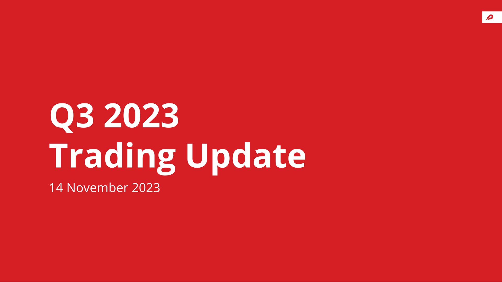 Delivery Hero — Q3 2023 Trading Update investment banking deck slide