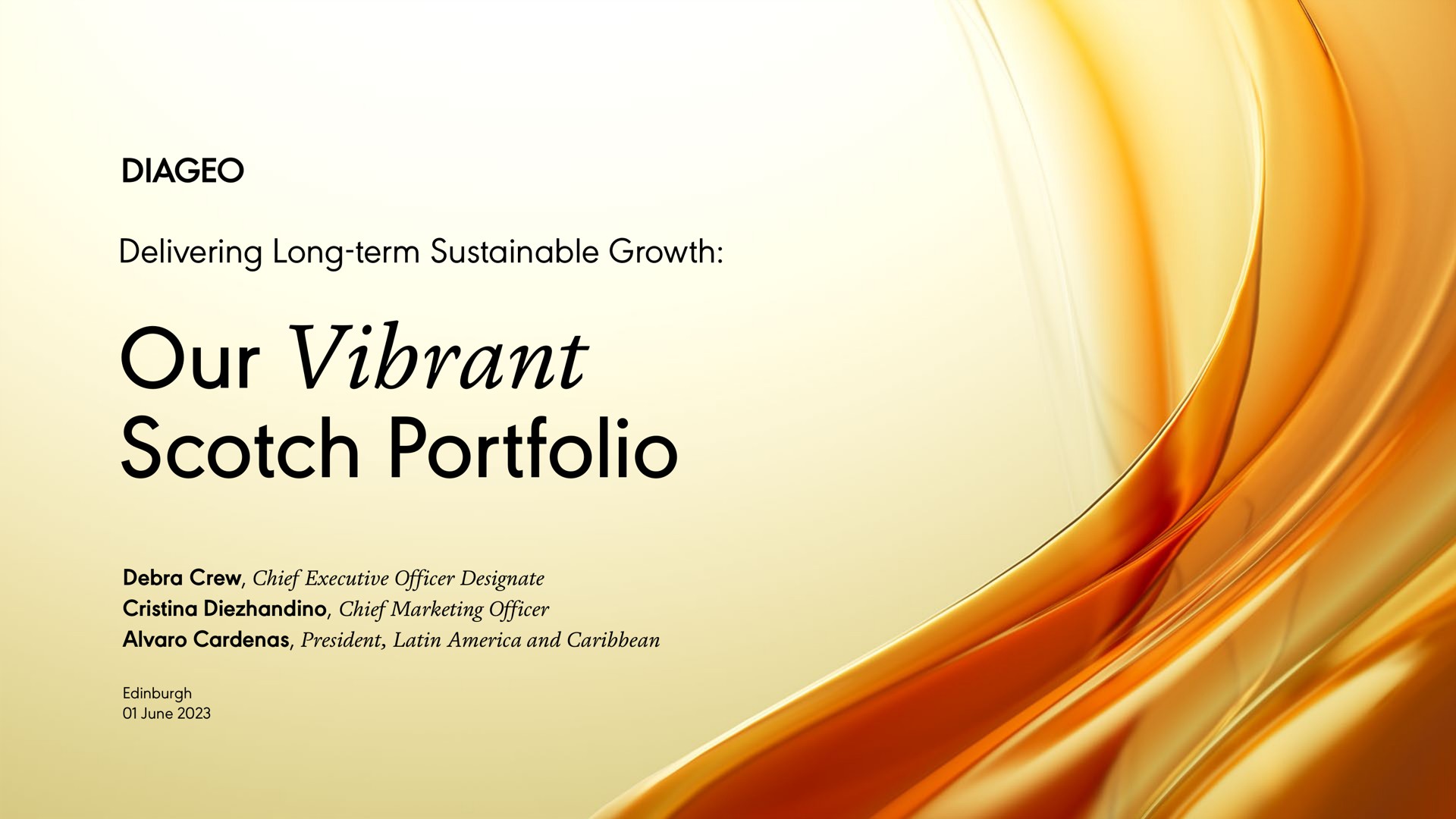 Diageo — Our Vibrant Scotch Portfolio investment banking deck slide