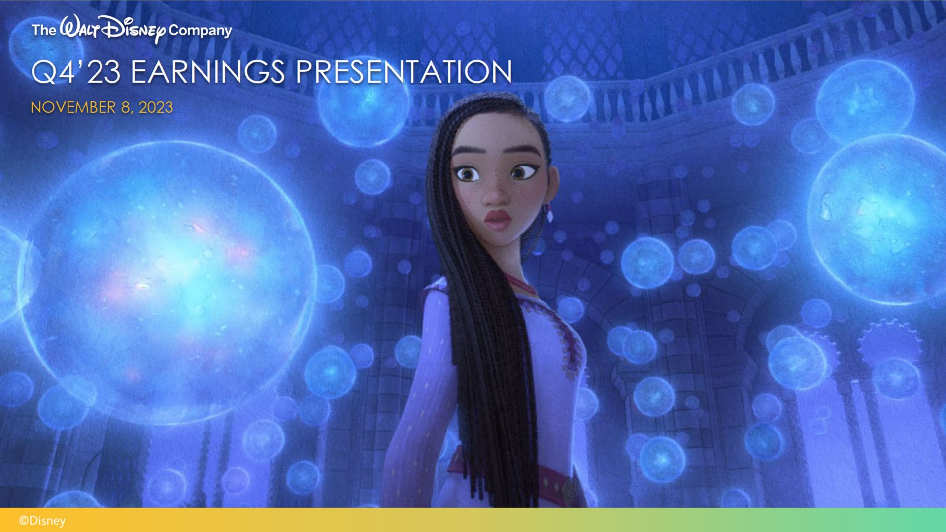 Disney — Q4'23 Earnings Presentation investment banking deck slide