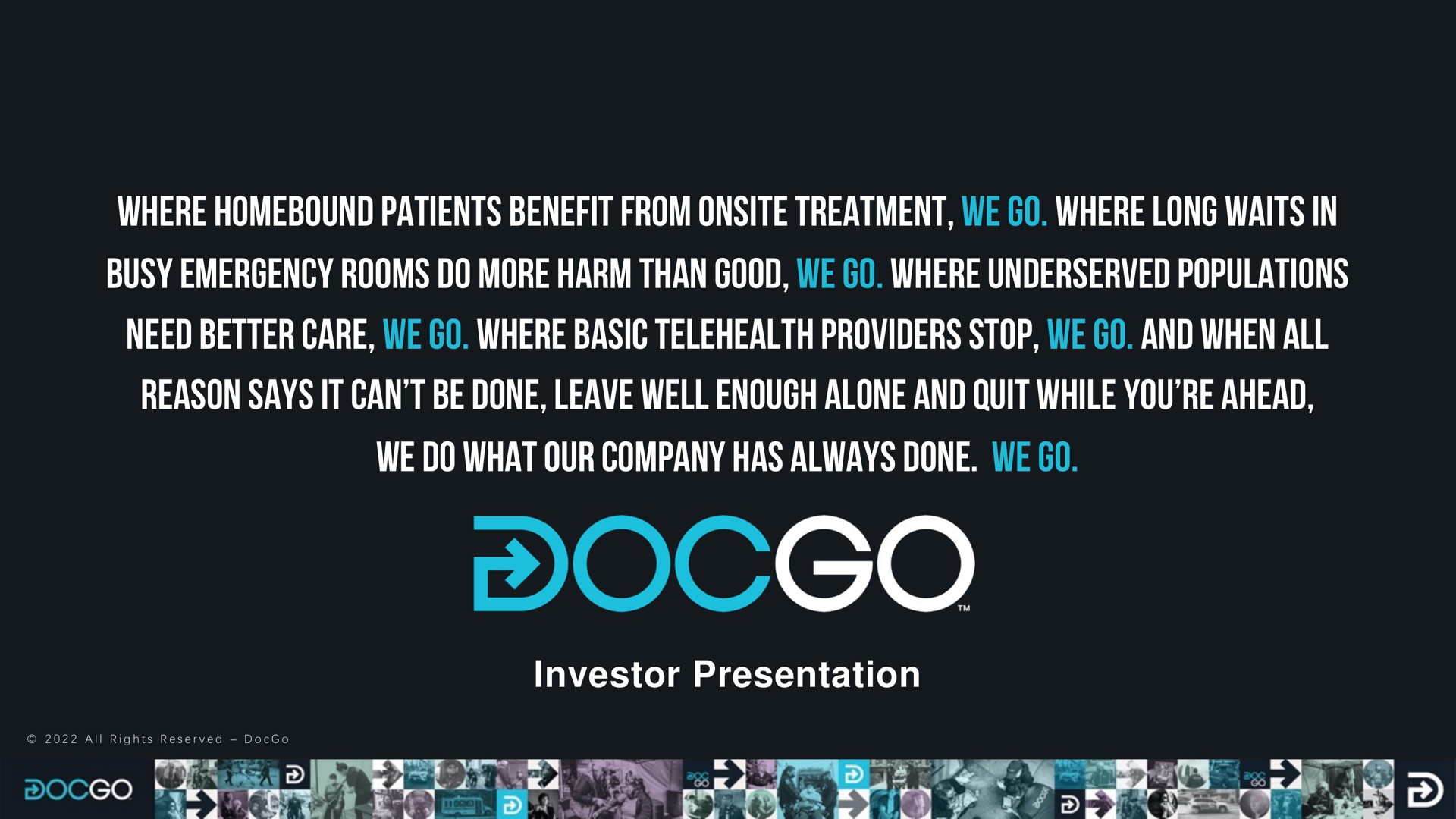 Docgo — Title/Cover Slide investment banking deck slide