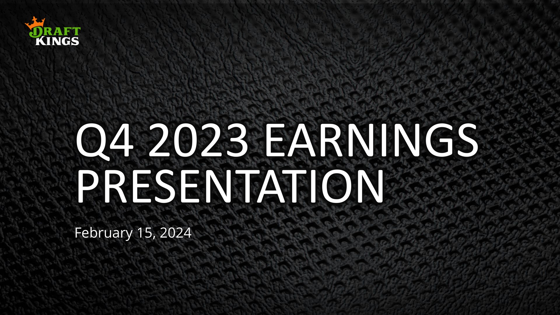 Draftkings — Q4 2023 Earnings Presentation investment banking deck slide