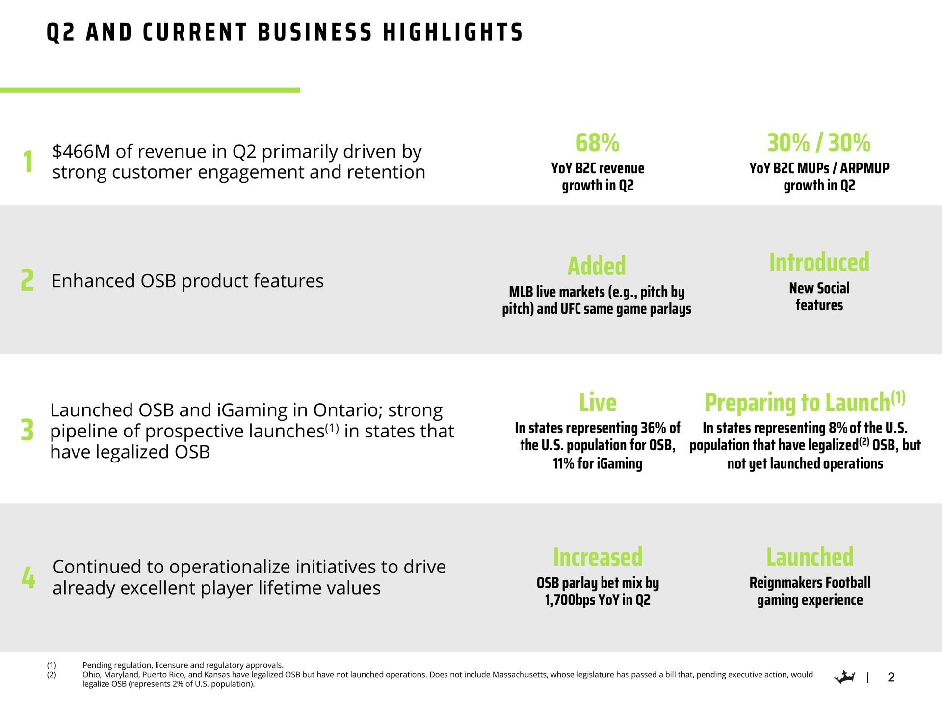 Table slide 3 from Draftkings — Q2 2022 Earnings Presentation