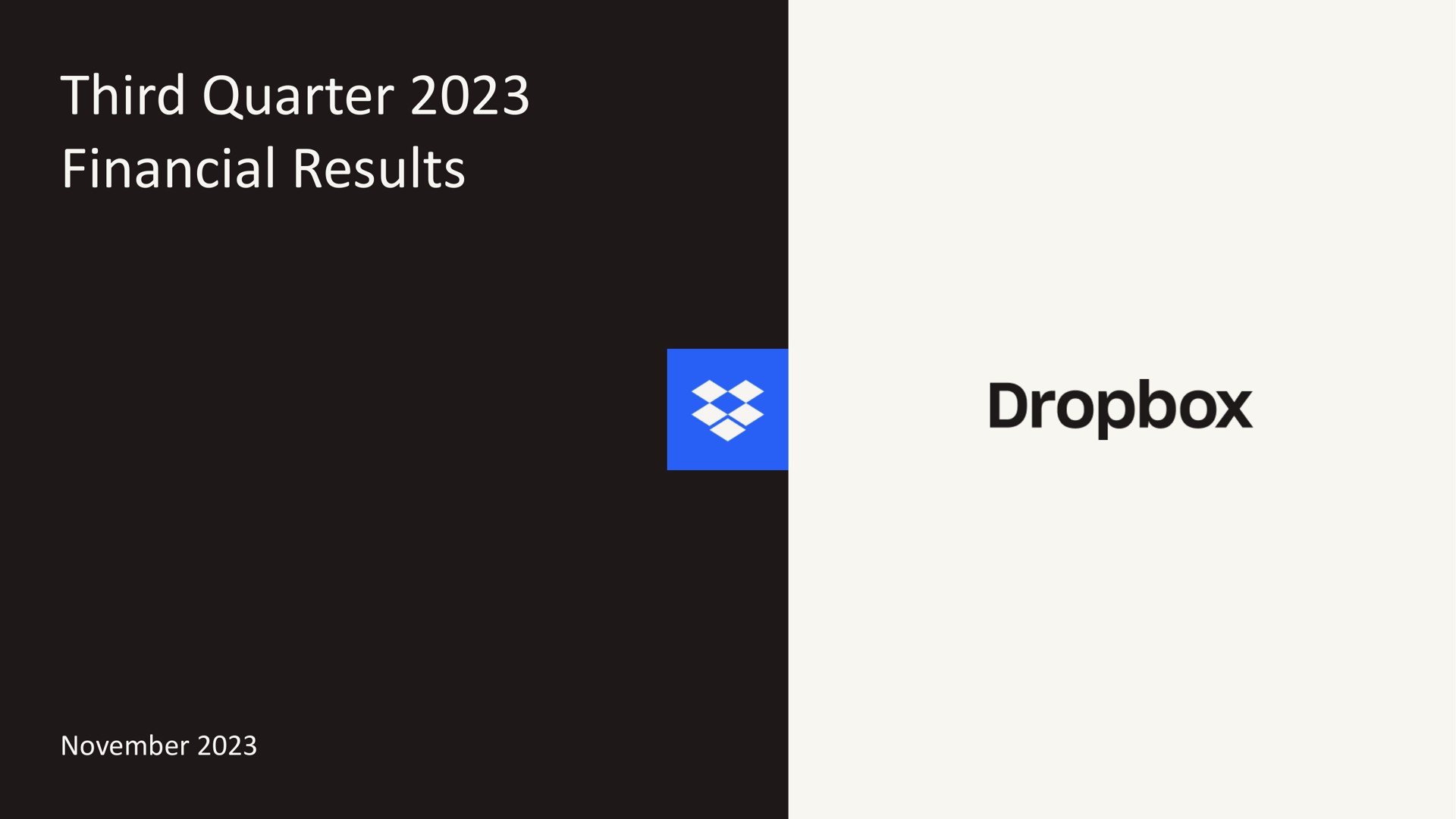 Dropbox — Third Quarter 2023 Financial Results investment banking deck slide