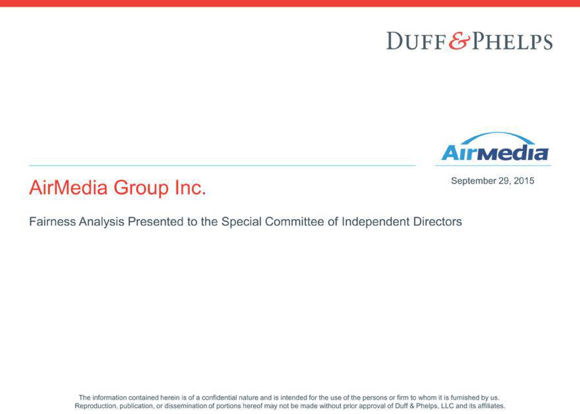 Duff Phelps — AirMedia Group Inc. investment banking deck slide
