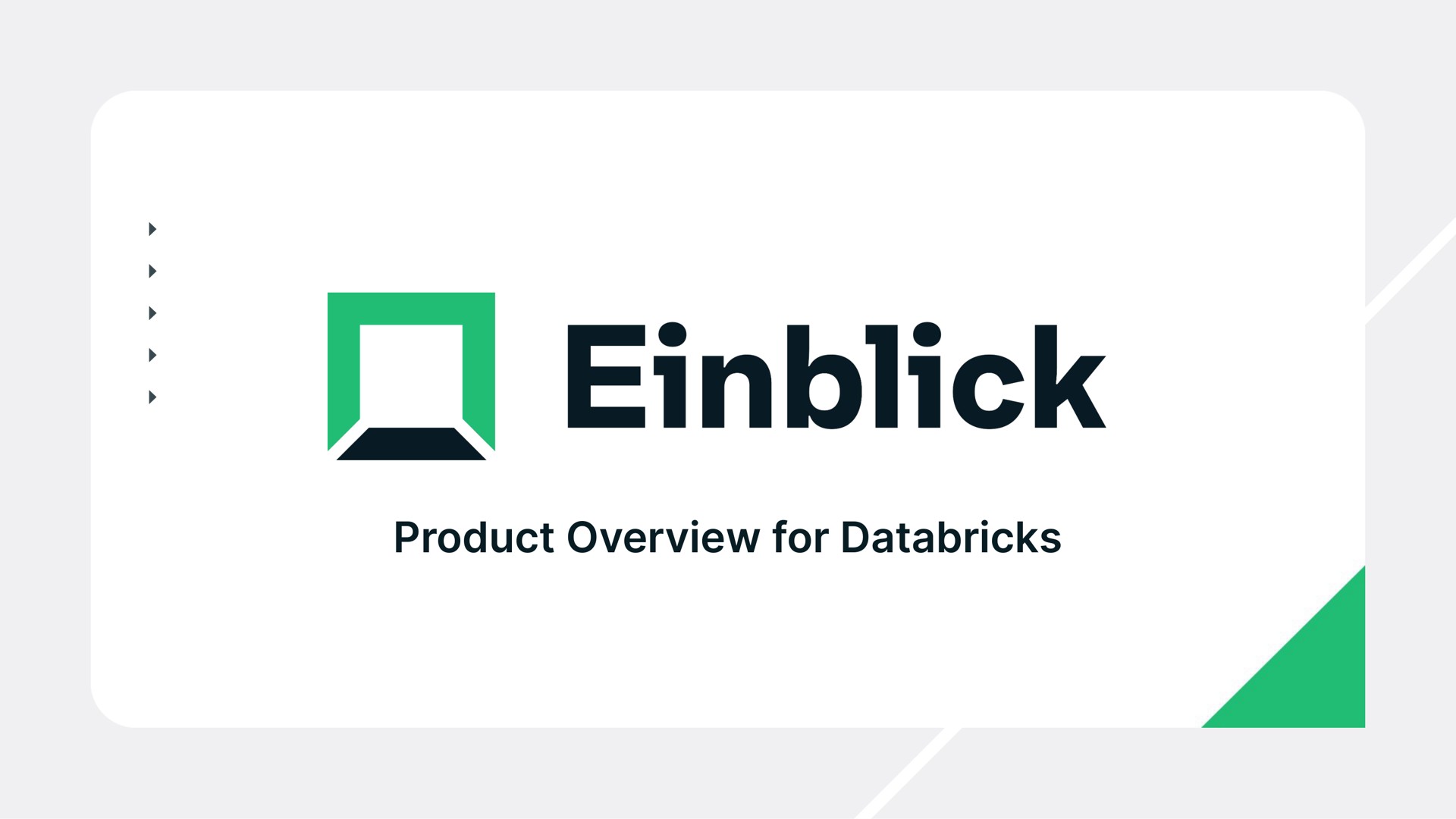 Einblick investment banking deck slide