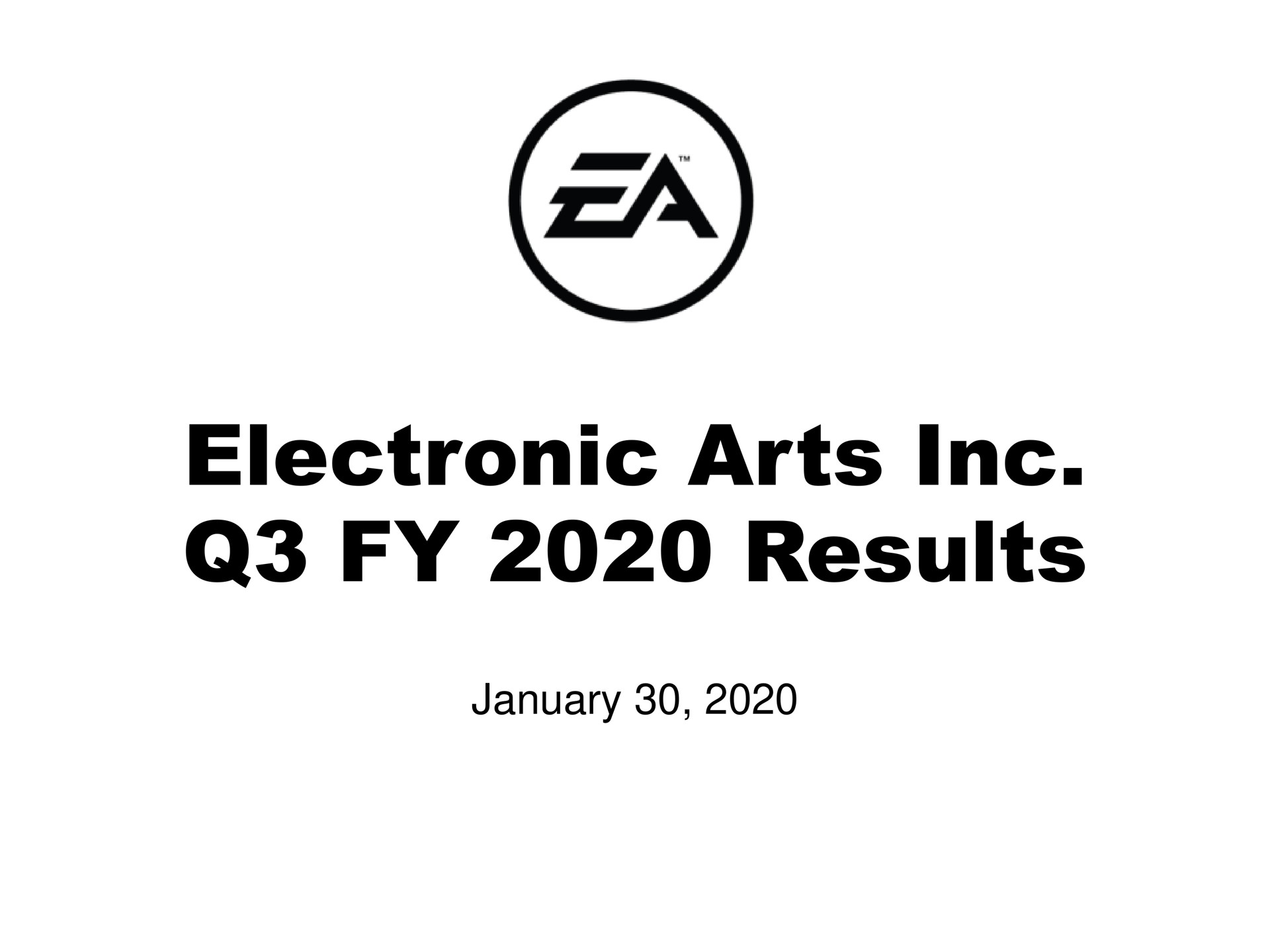 Electronic Arts — Electronic Arts Inc. Q3 FY 2020 Results investment banking deck slide
