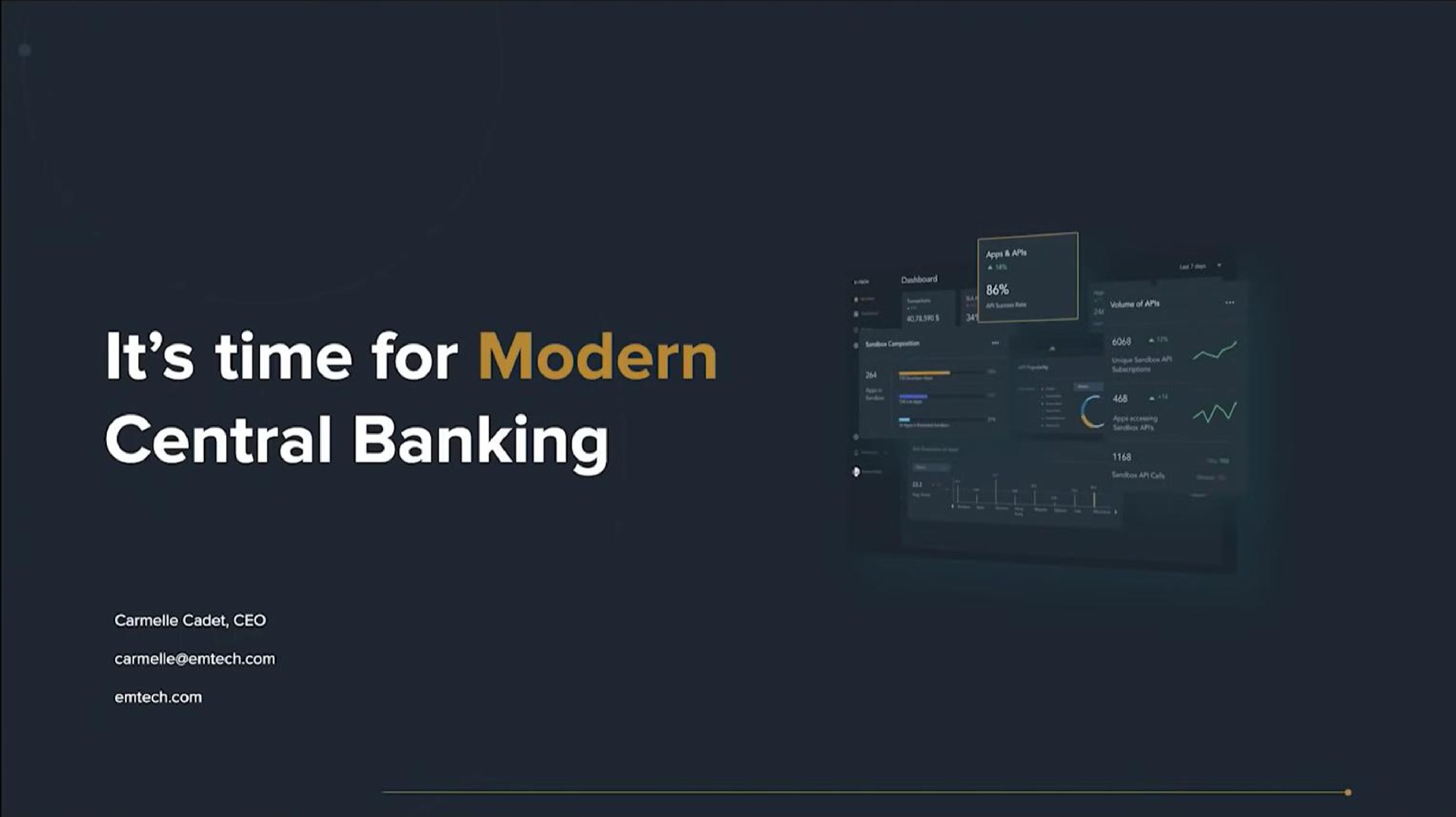 Emtech — It’s time for Modern Central Banking investment banking deck slide