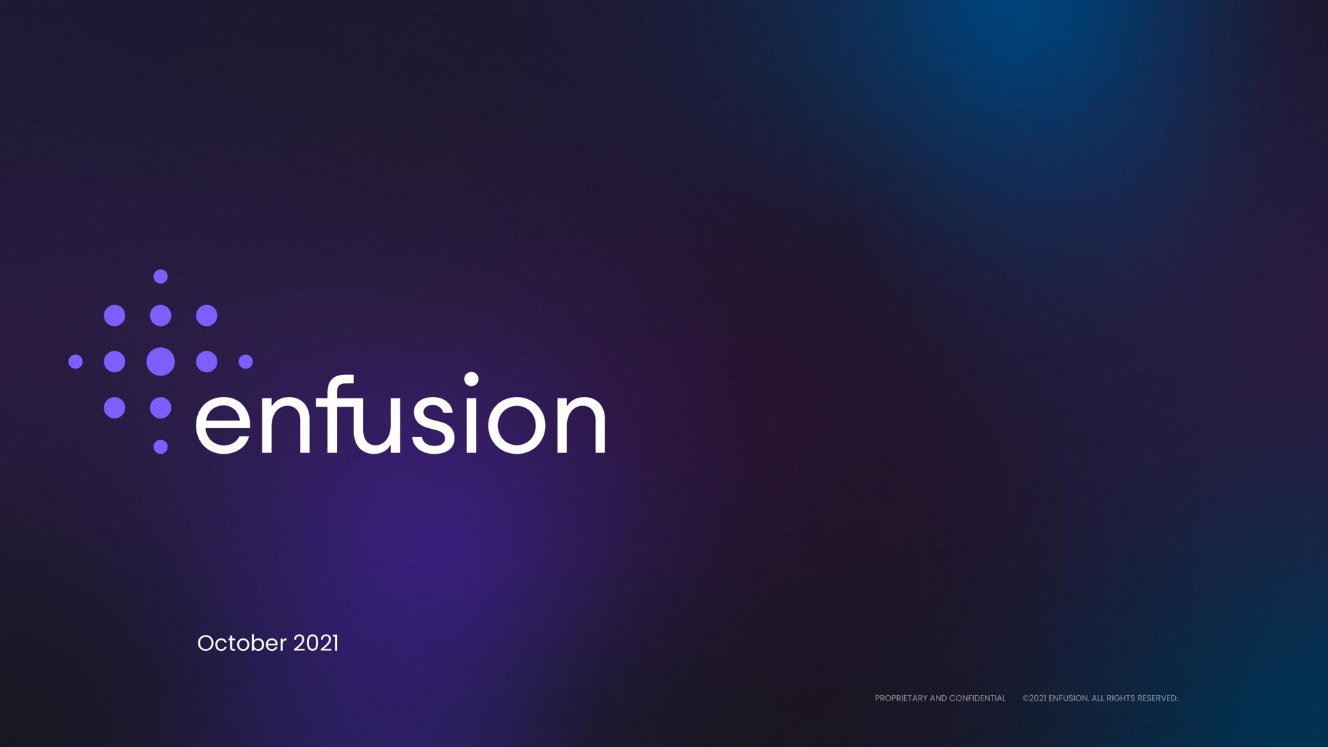 Enfusion — cover slide investment banking deck slide