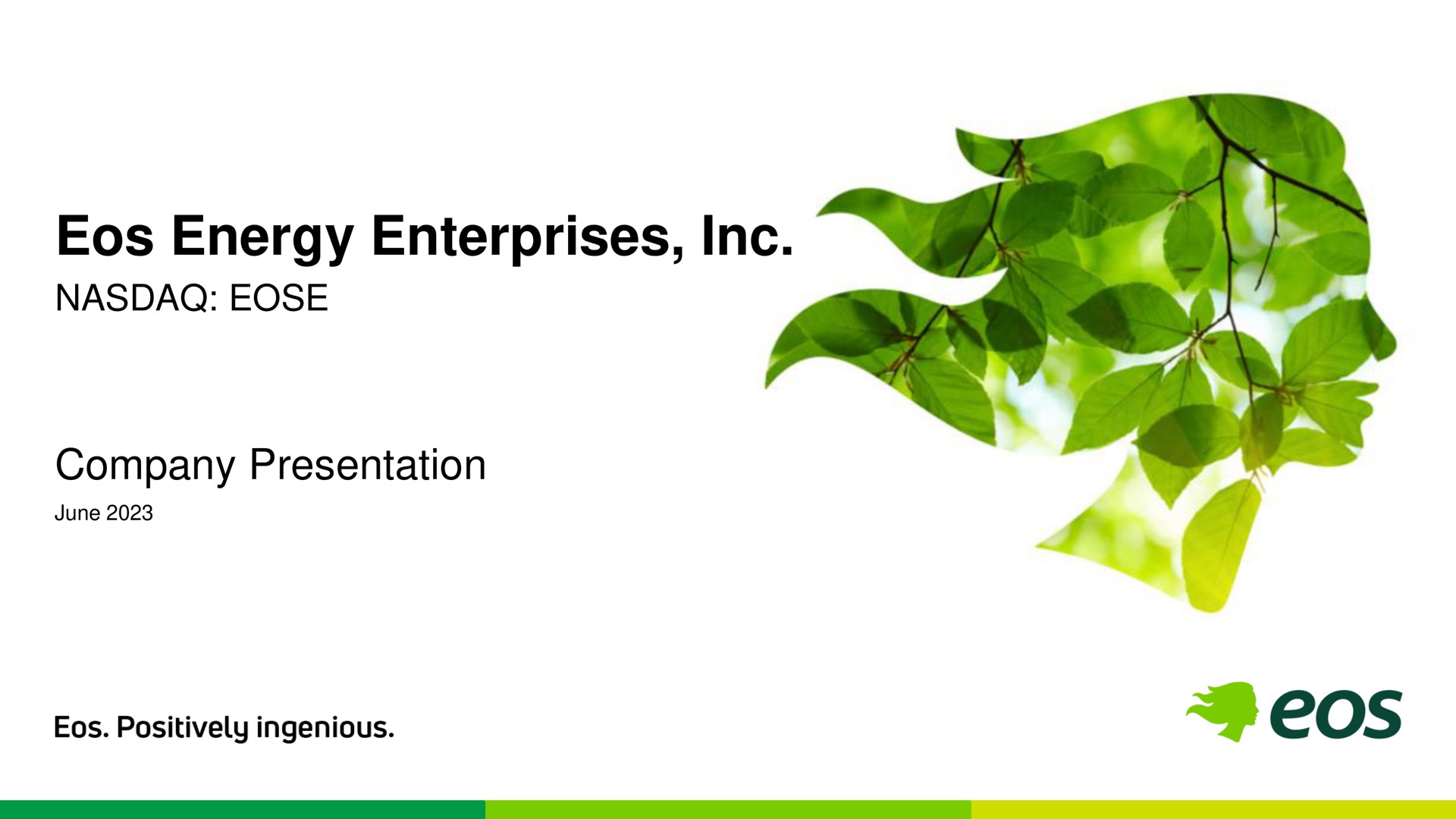 Eos Energy — Eos Energy Enterprises, Inc. investment banking deck slide