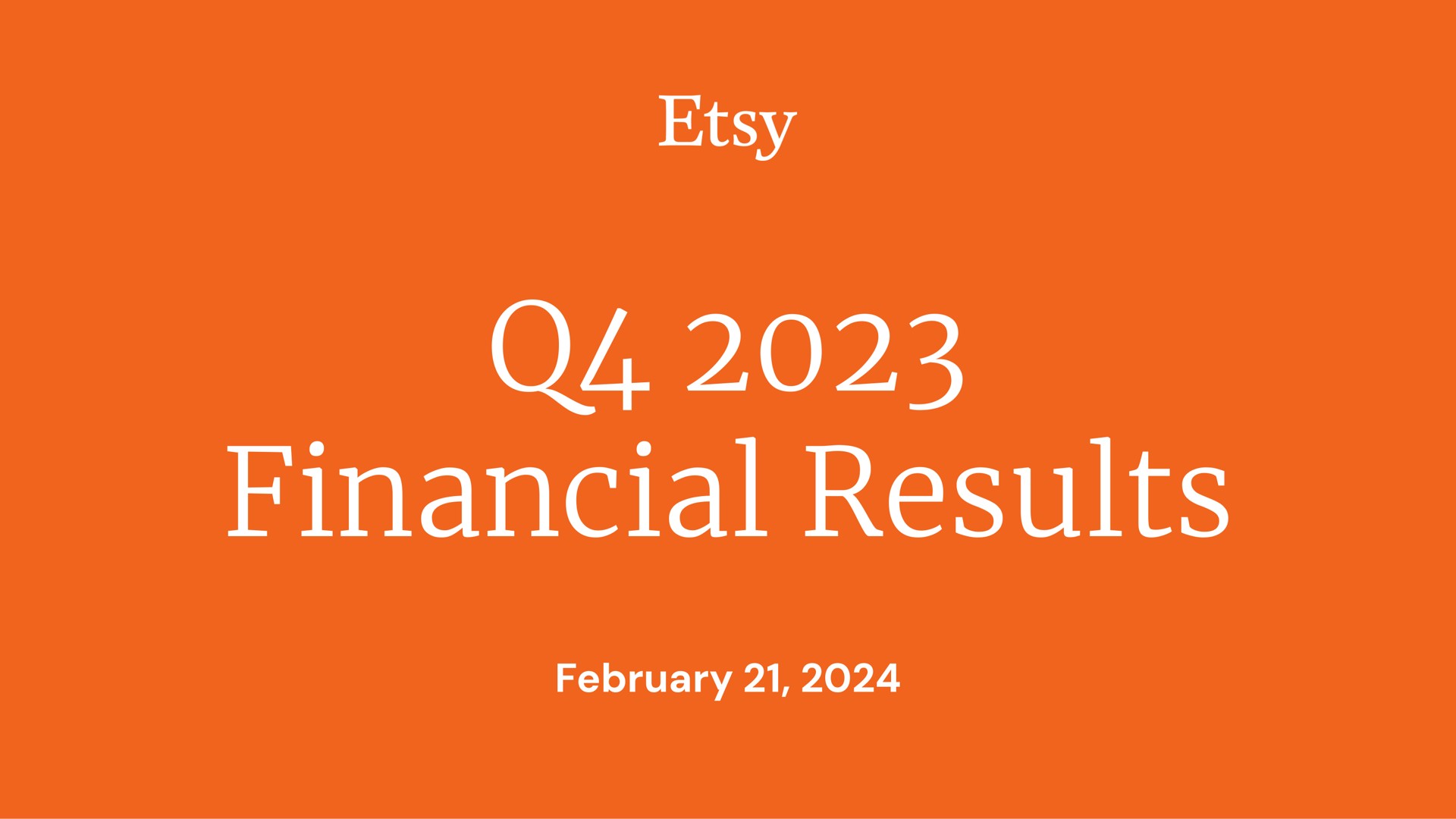 Etsy — Q4 2023 Financial Results investment banking deck slide