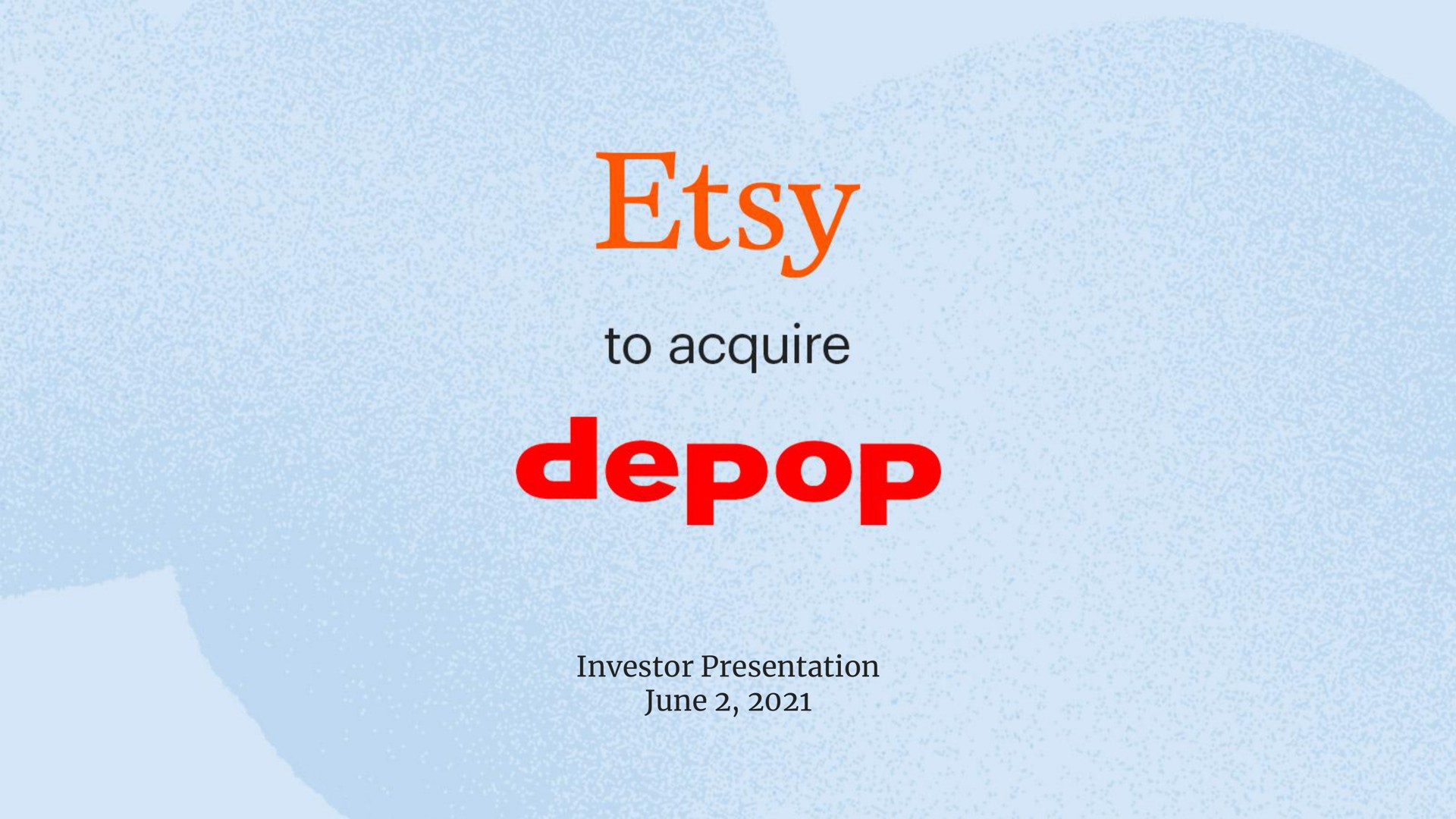 Etsy — Title Slide investment banking deck slide
