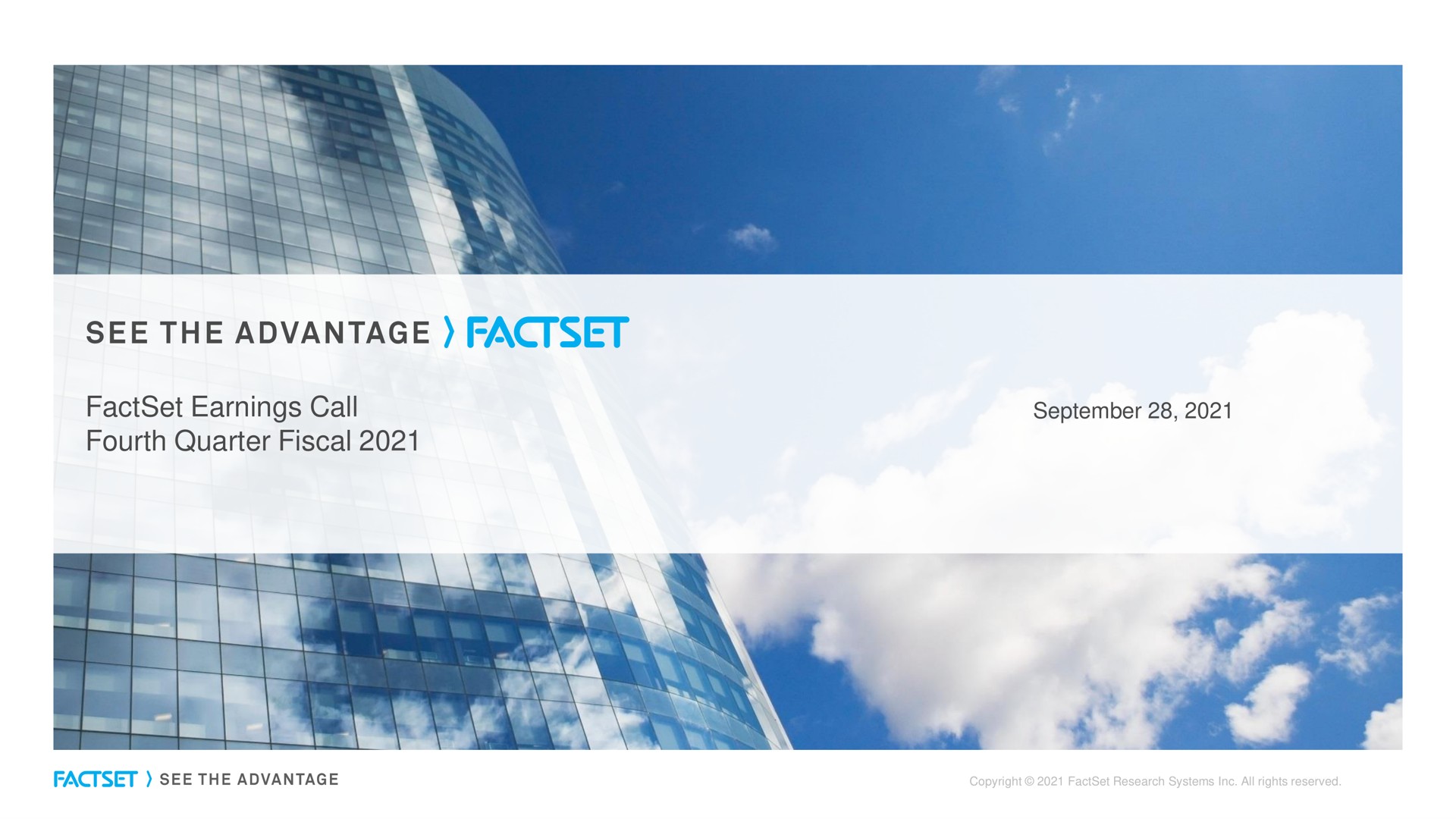 Factset — FactSet Earnings Call investment banking deck slide
