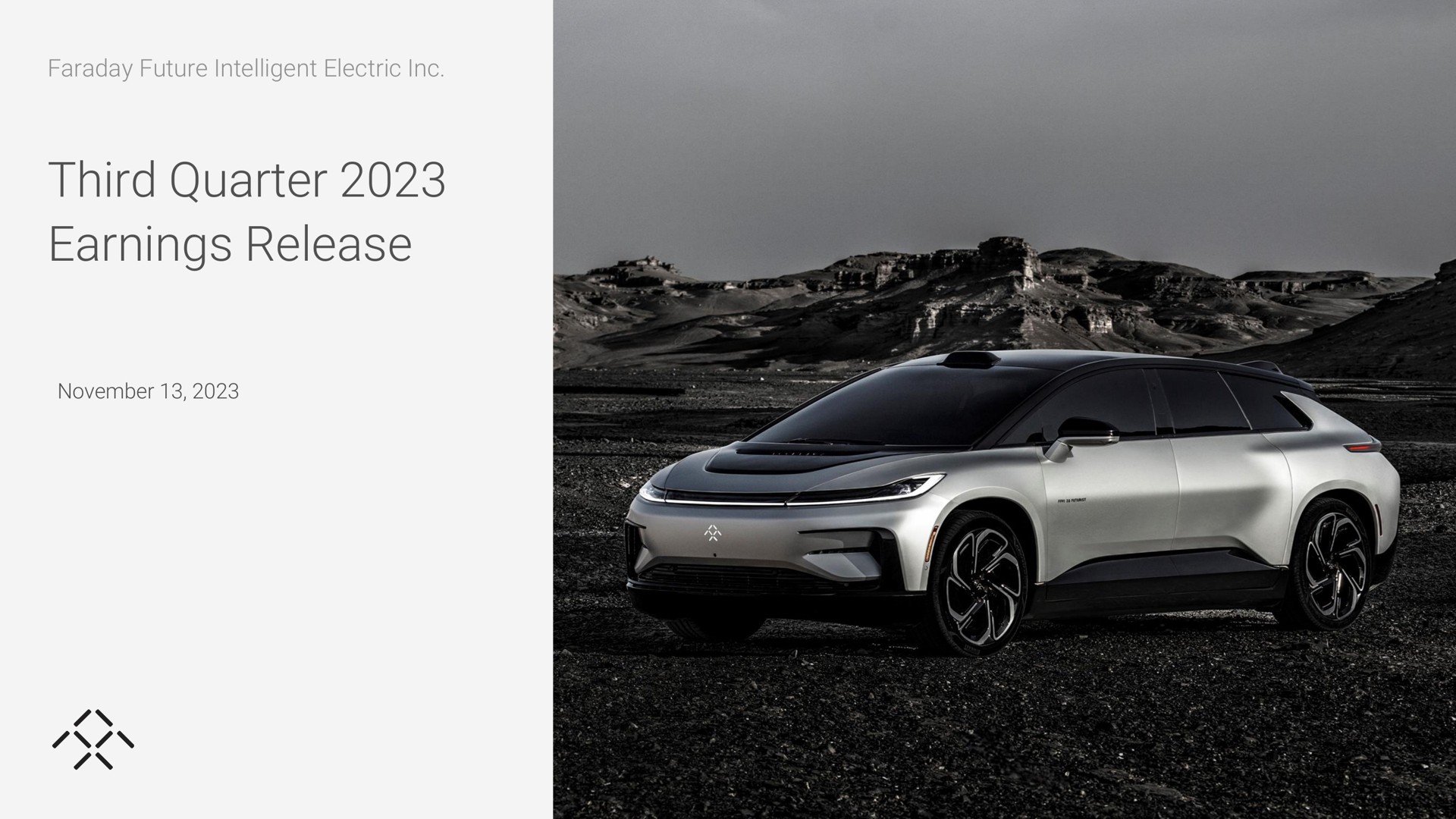 Faraday Future — Third Quarter 2023 Earnings Release investment banking deck slide