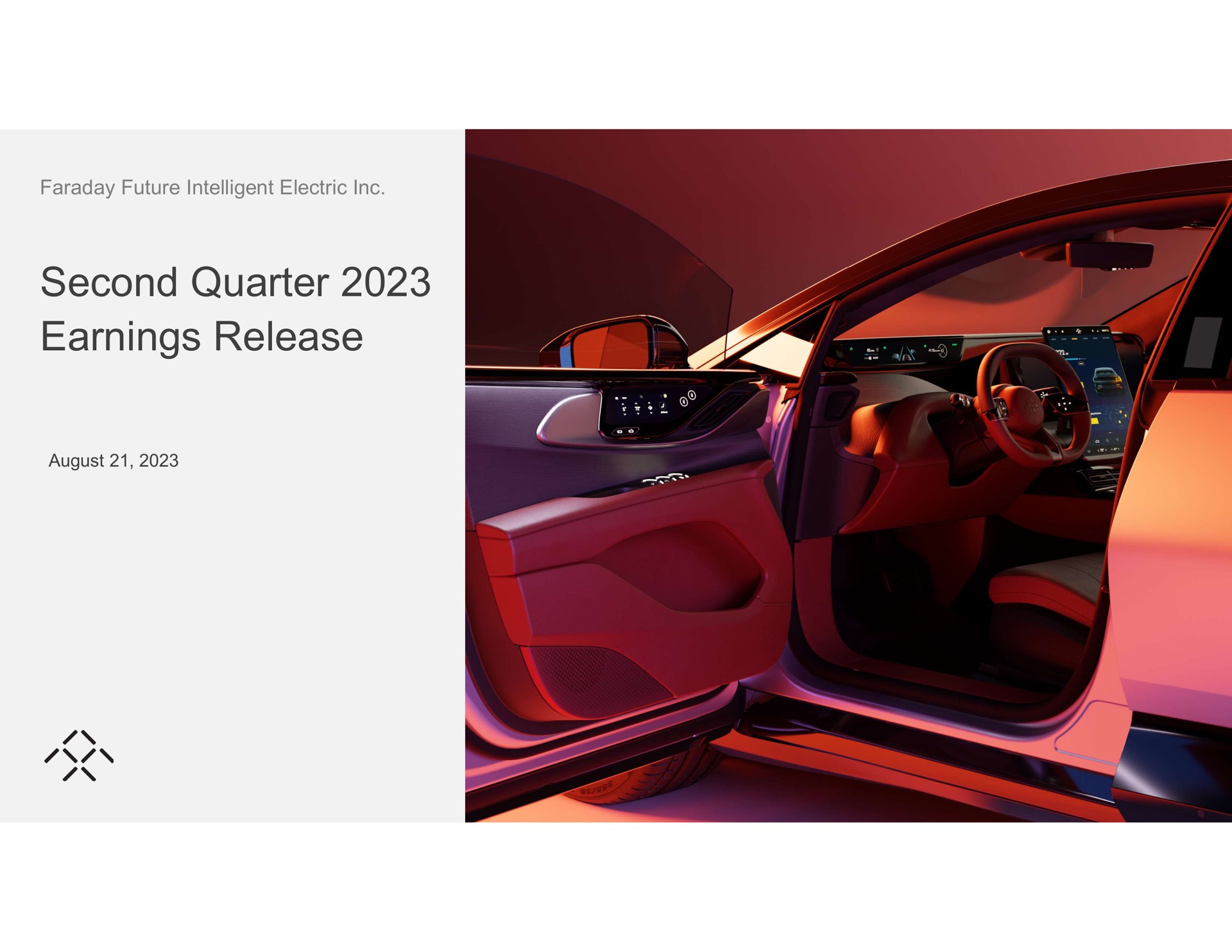 Faraday Future — Second Quarter 2023 Earnings Release investment banking deck slide