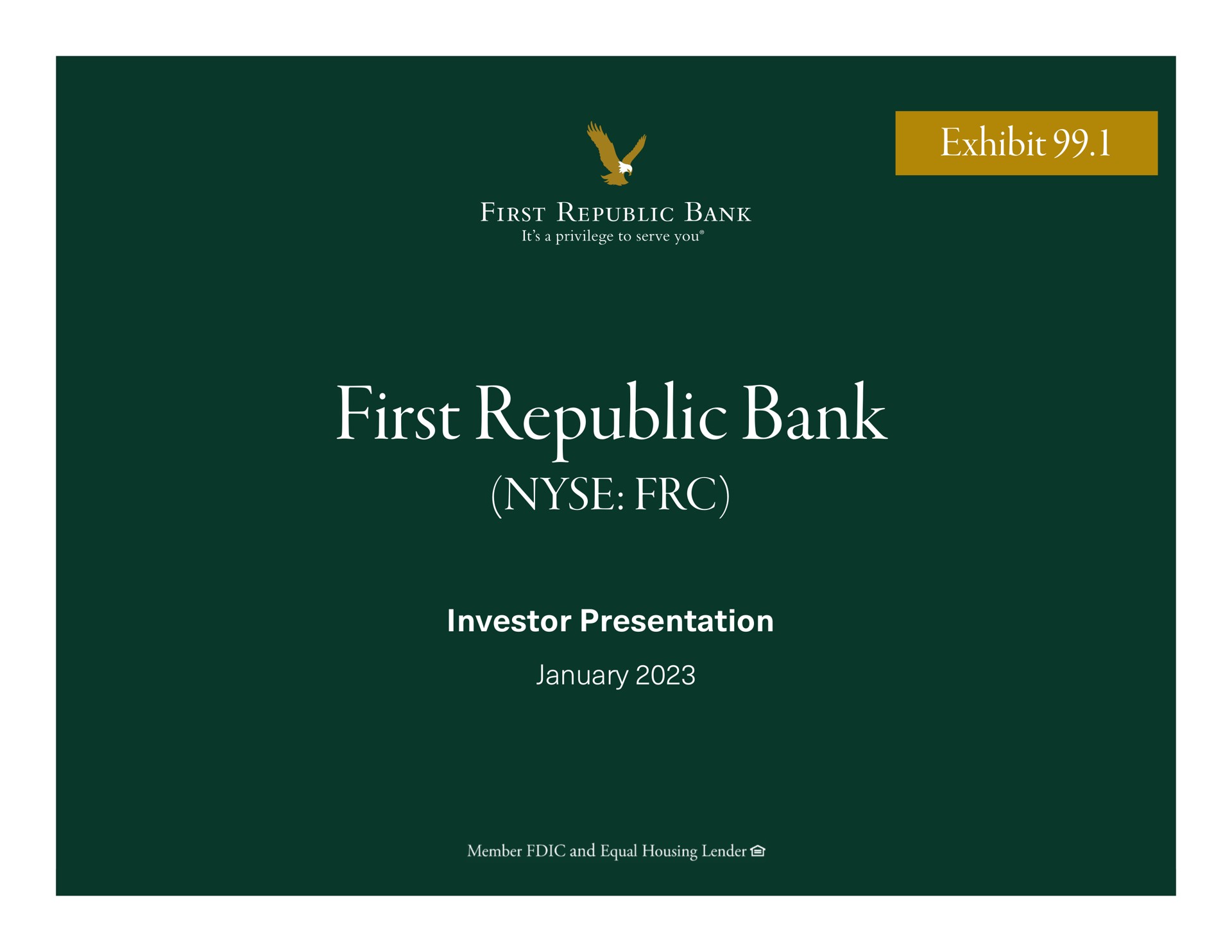 First Republic Bank investment banking deck slide
