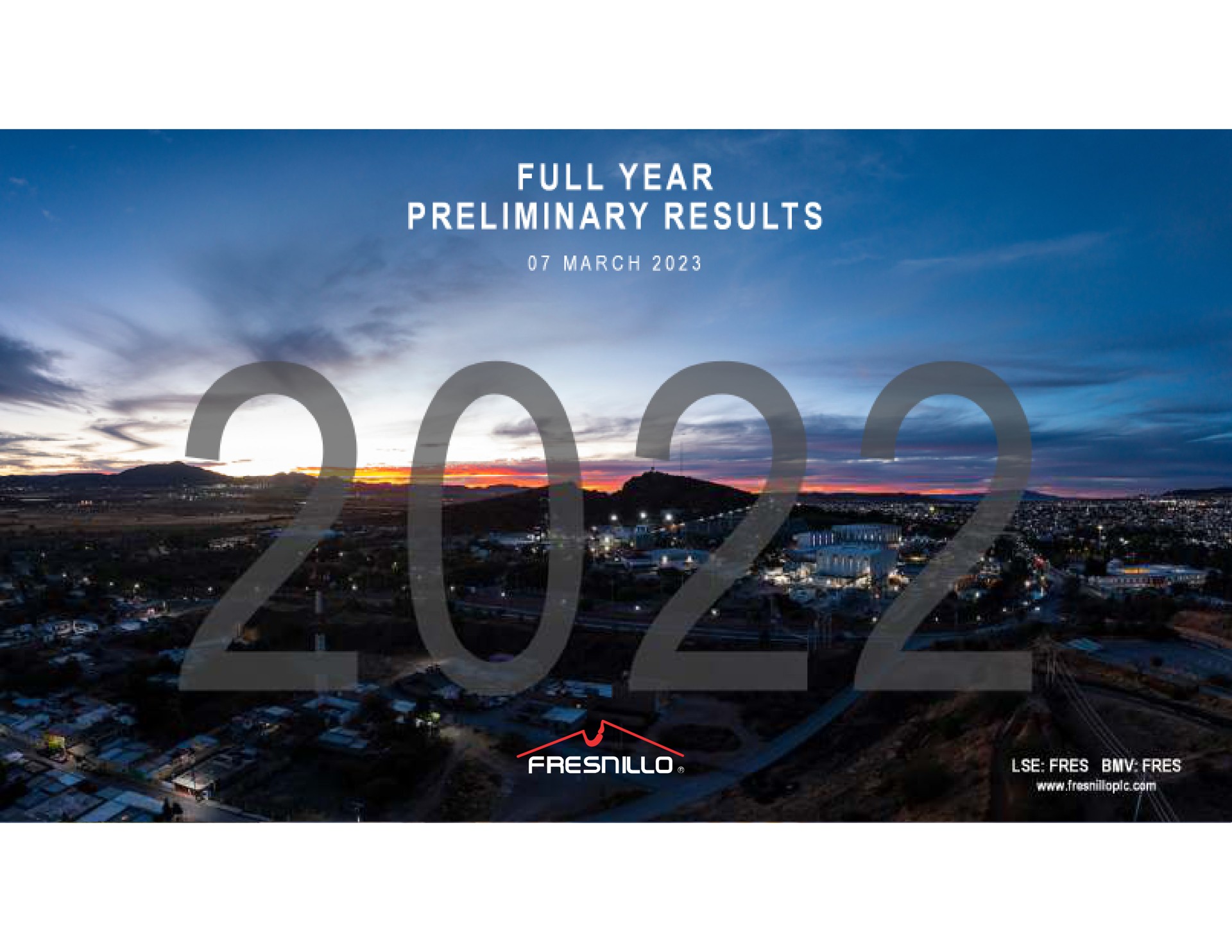 Fresnillo — Full Year Preliminary Results investment banking deck slide